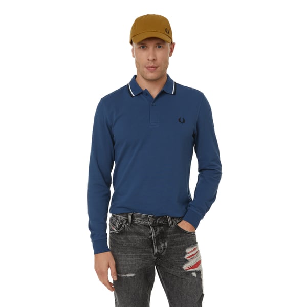 Polo à manches longues en coton piqué