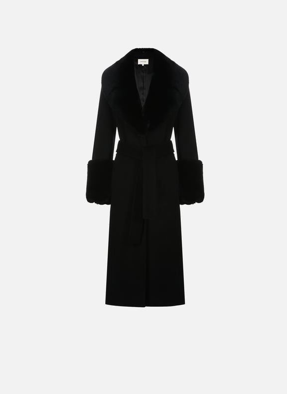 Manteau long Sarlene en laine mélangée Noir by SAISON 1865 SAISON 1865 Manteau long Sarlene en laine mélangée Noir
