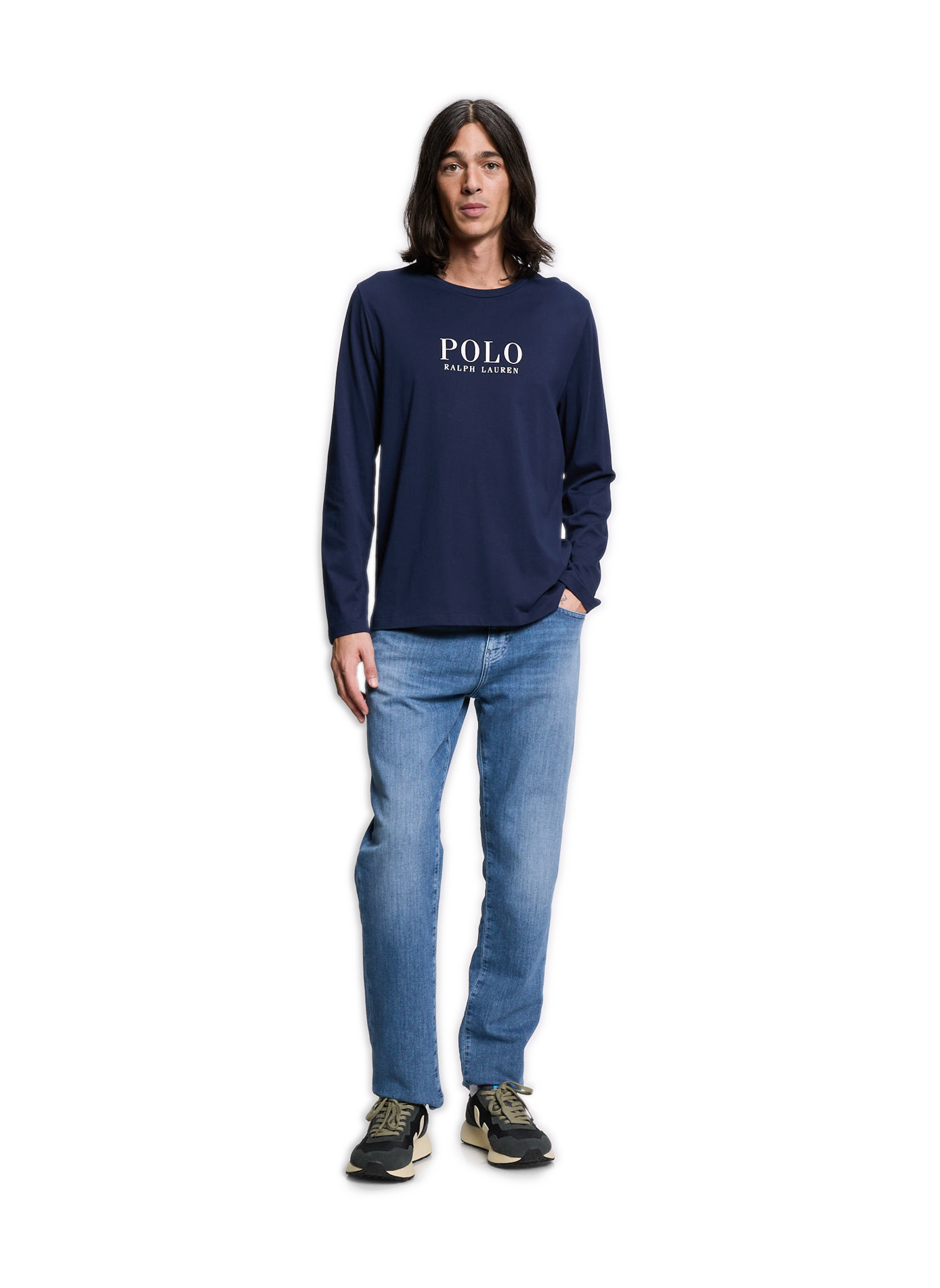 Pull col rond à logo  POLO RALPH LAUREN Bleu