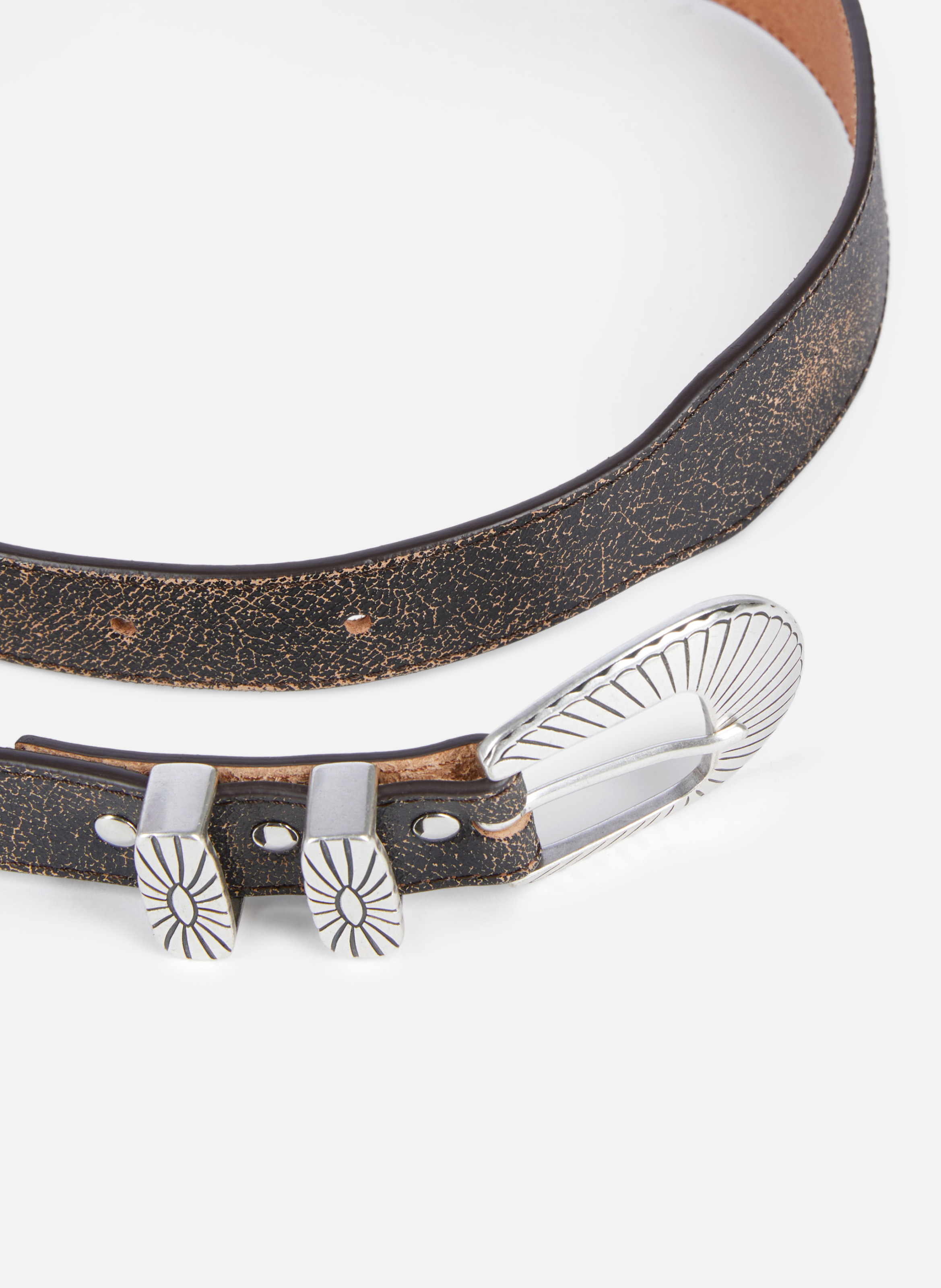 Ceinture fine en cuir THE KOOPLES Marron