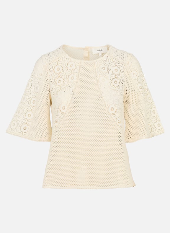 Top droit en maille ajourée fantaisie marlow Blanc by BA&SH BA&SH Top droit en maille ajourée fantaisie marlow Blanc