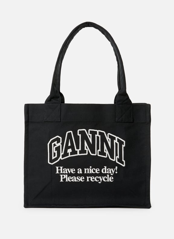 Sac cabas à logo Noir by GANNI GANNI Sac cabas à logo Noir