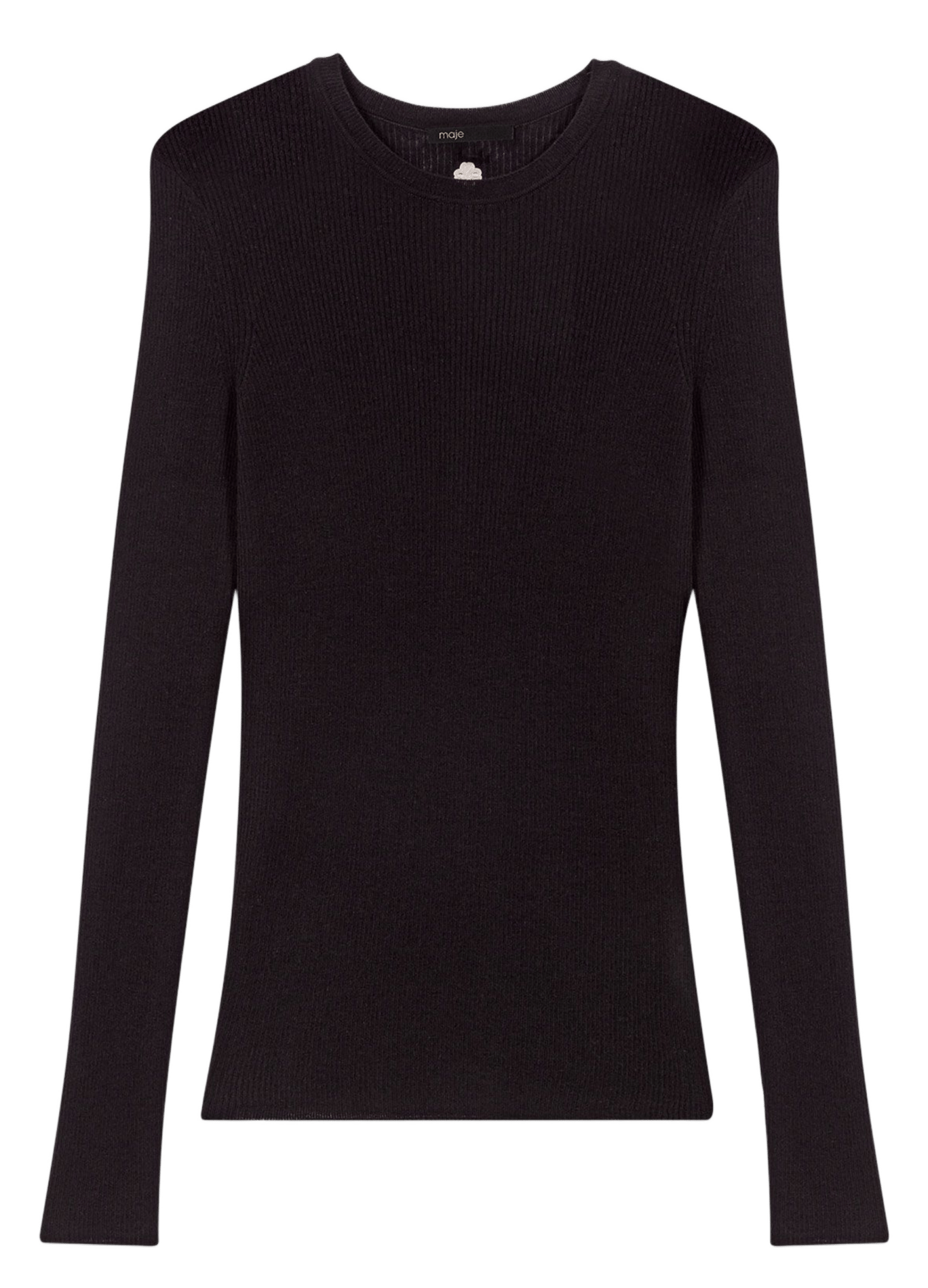 Pull col rond en laine mélangée Noir