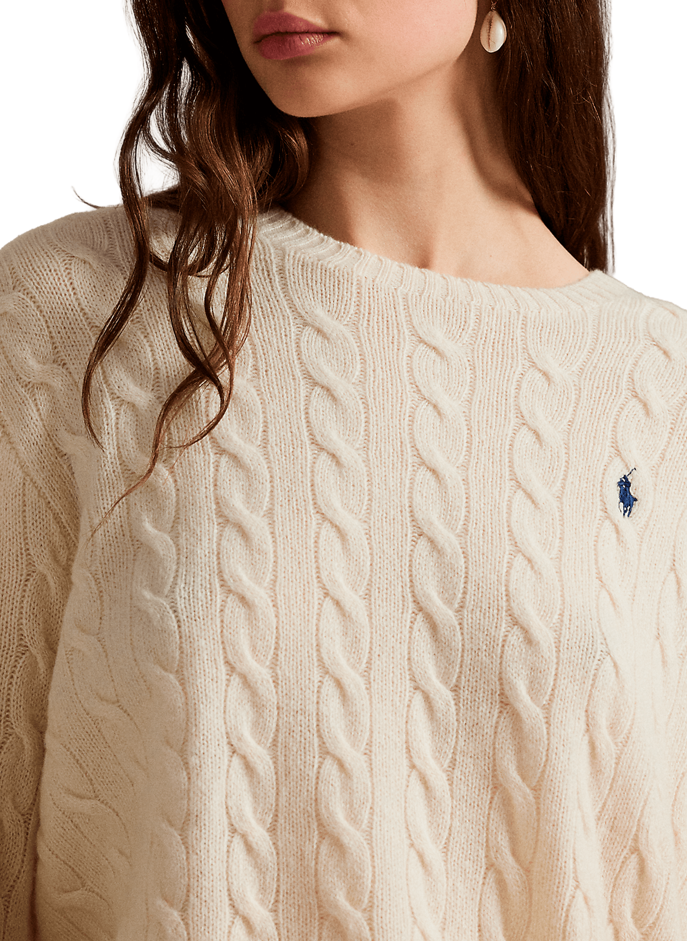 Pull col rond en laine et cachemire POLO RALPH LAUREN Beige