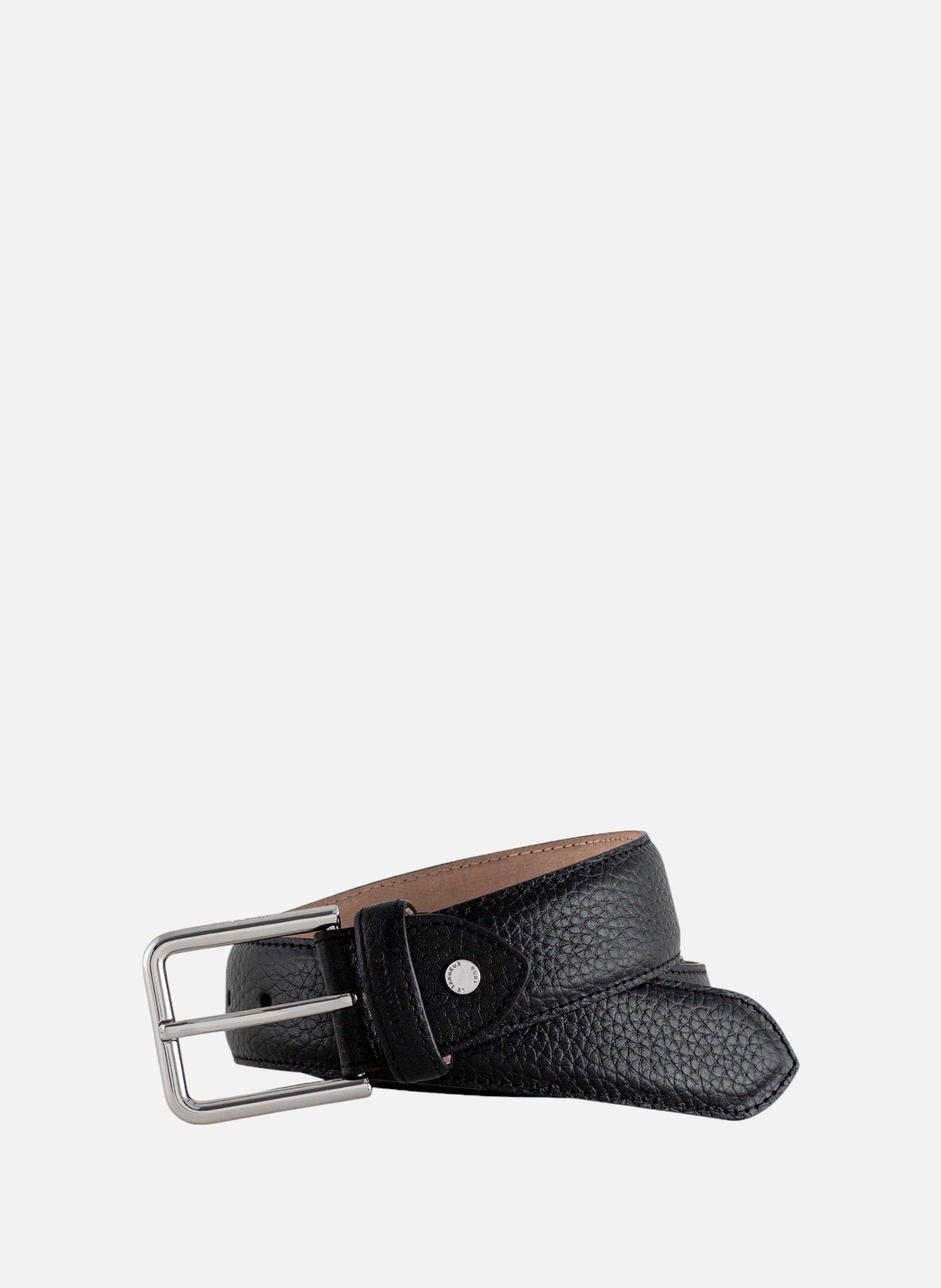 Ceinture avec boucle carrée charles en cuir grainé LE TANNEUR Noir