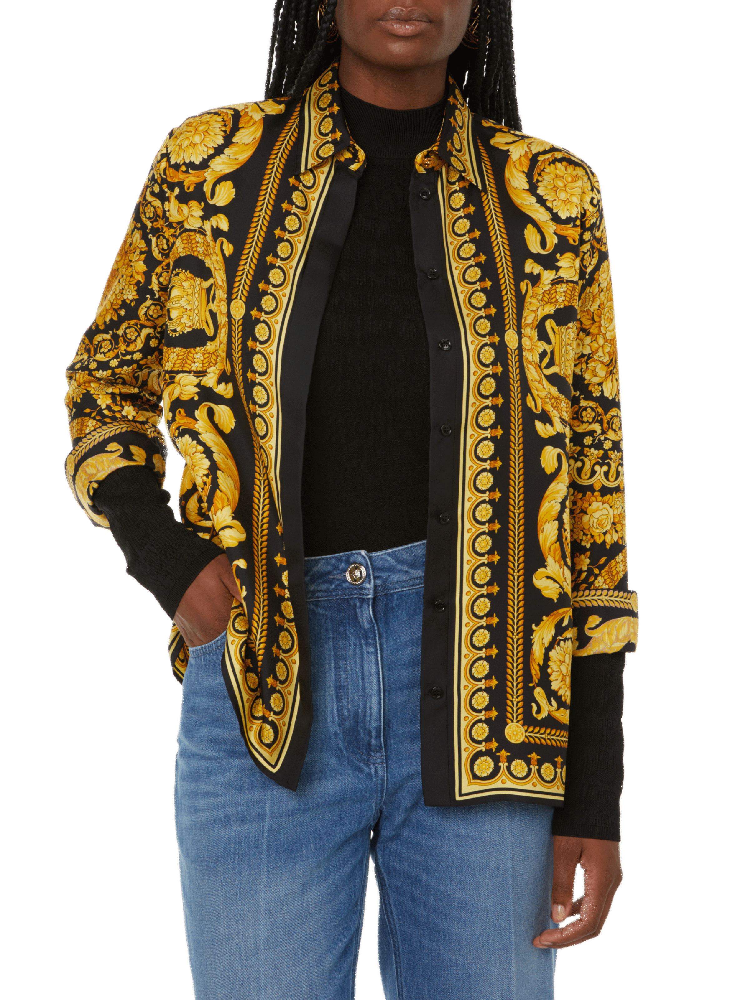 VERSACE Barocco-print silk shirt Multicolour