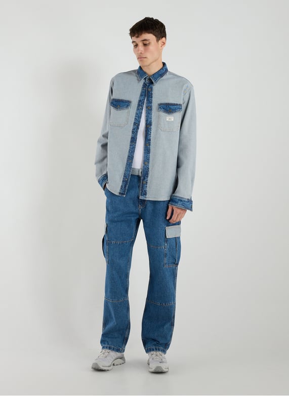 Chemise en jean en coton mélangé | Bleu by GUESS Chemise en jean en coton mélangé Bleu