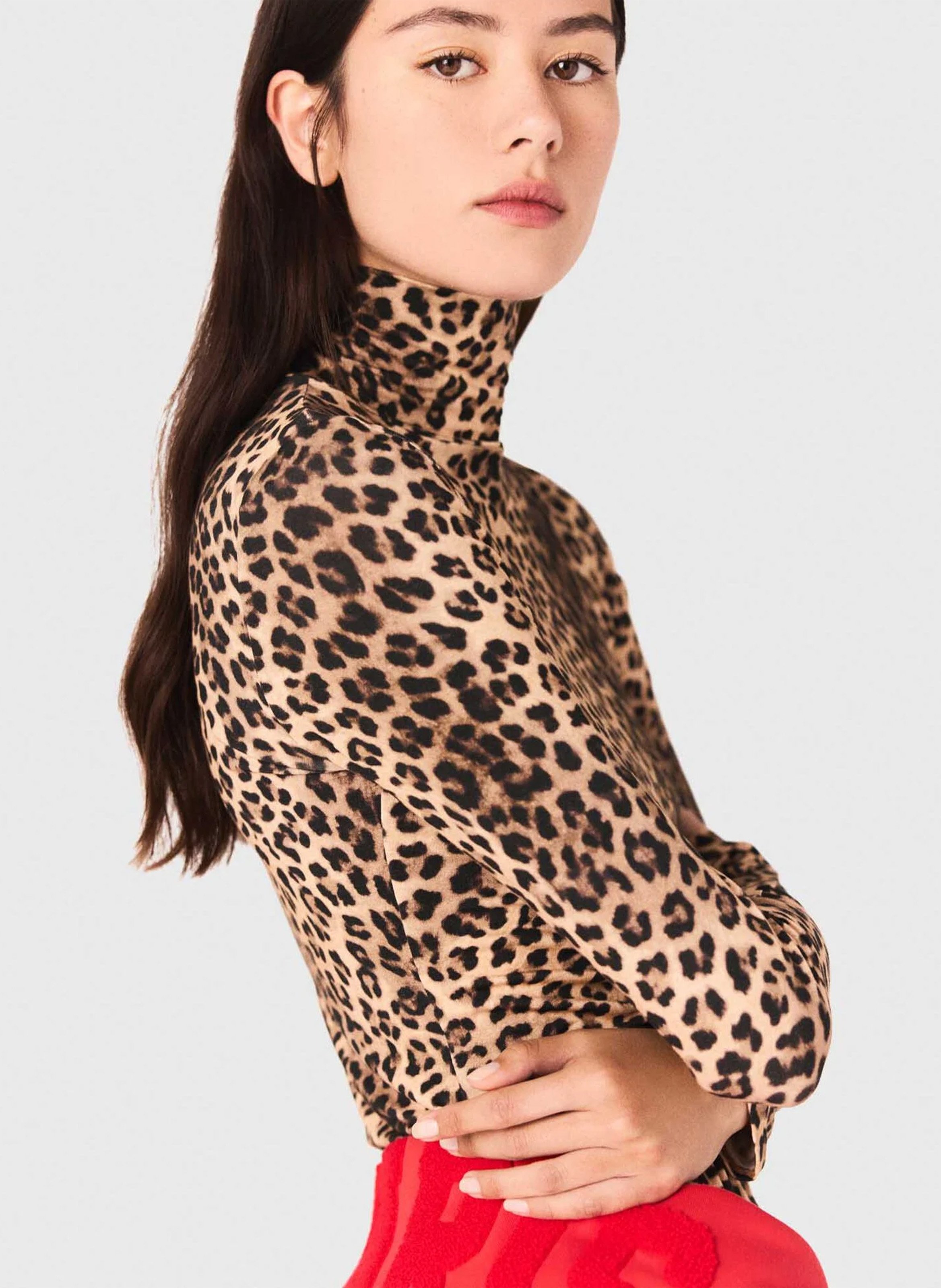 Top col montant imprimé léopard Multicolore