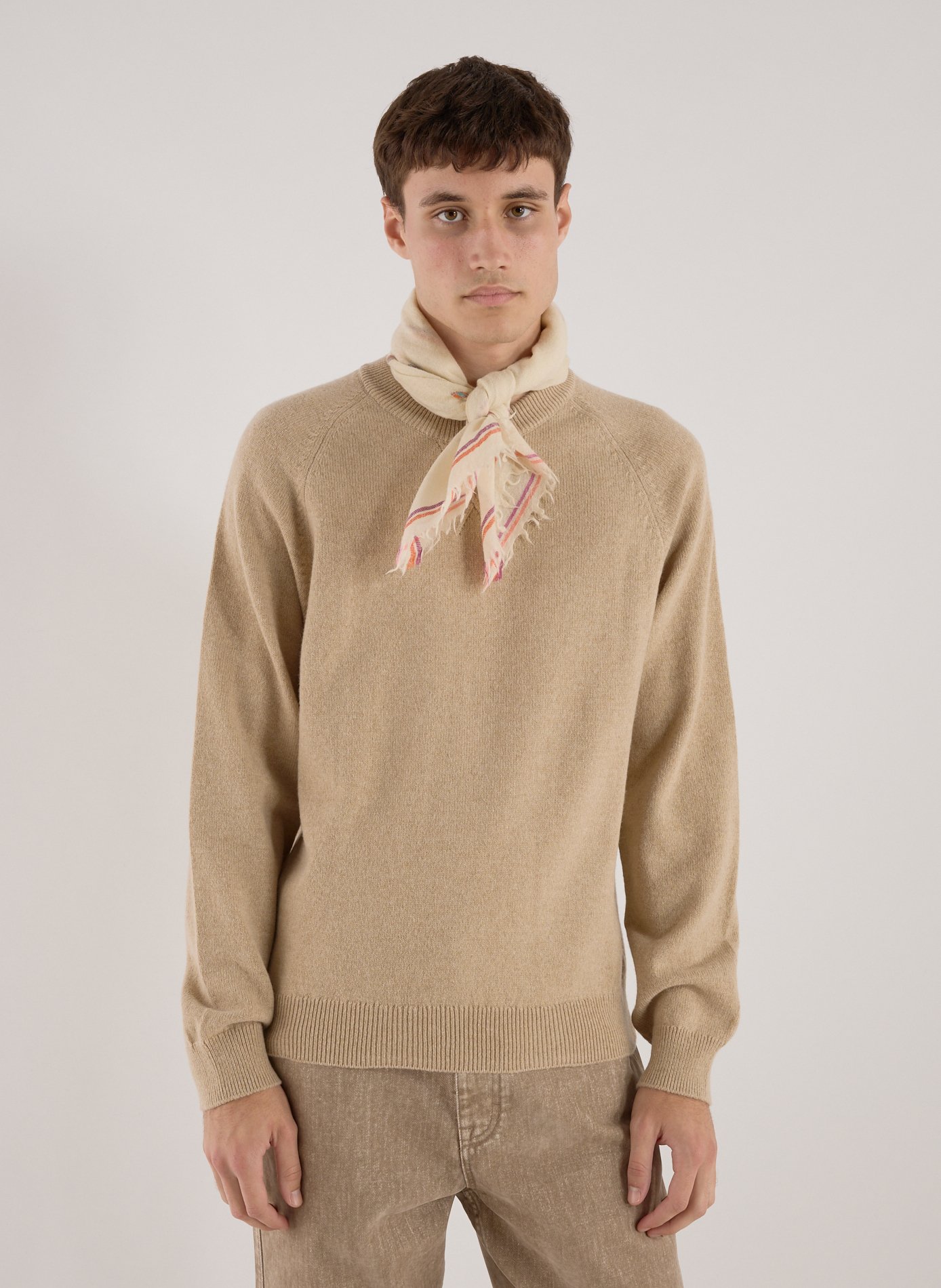 PAUL SMITH Pull col rond en laine mérinos Beige
