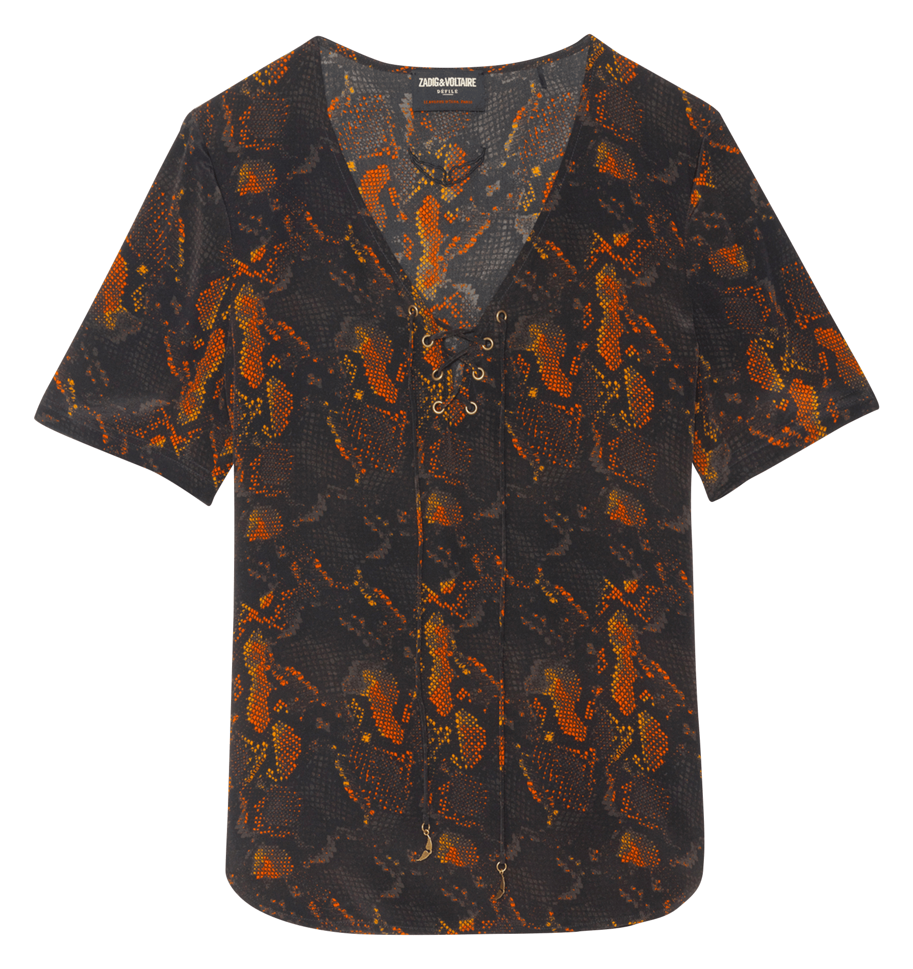 Top droit col v imprimé terzo ZADIG&VOLTAIRE Noir