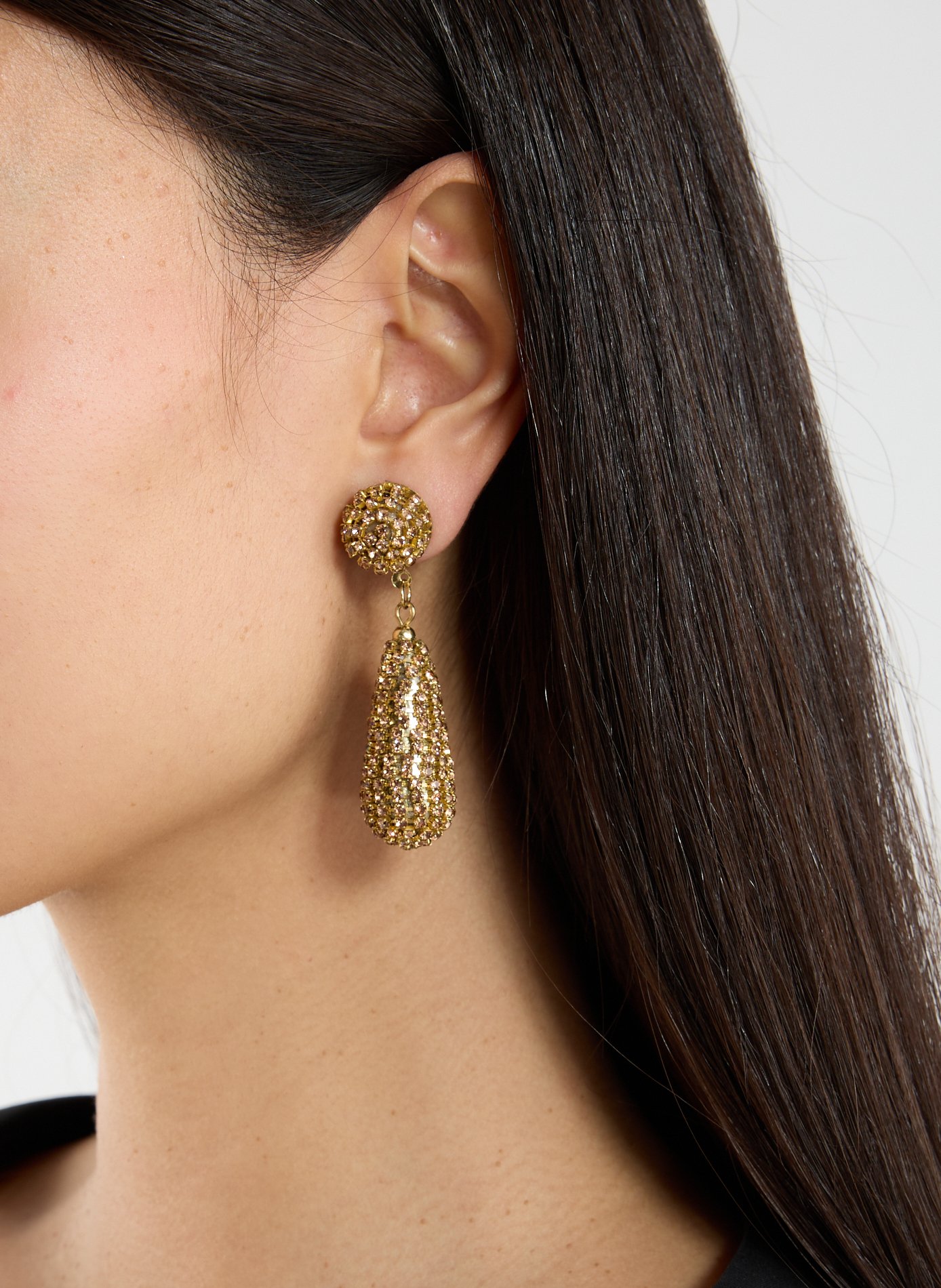 Boucles d'oreilles pendantes à strass AU PRINTEMPS PARIS Doré