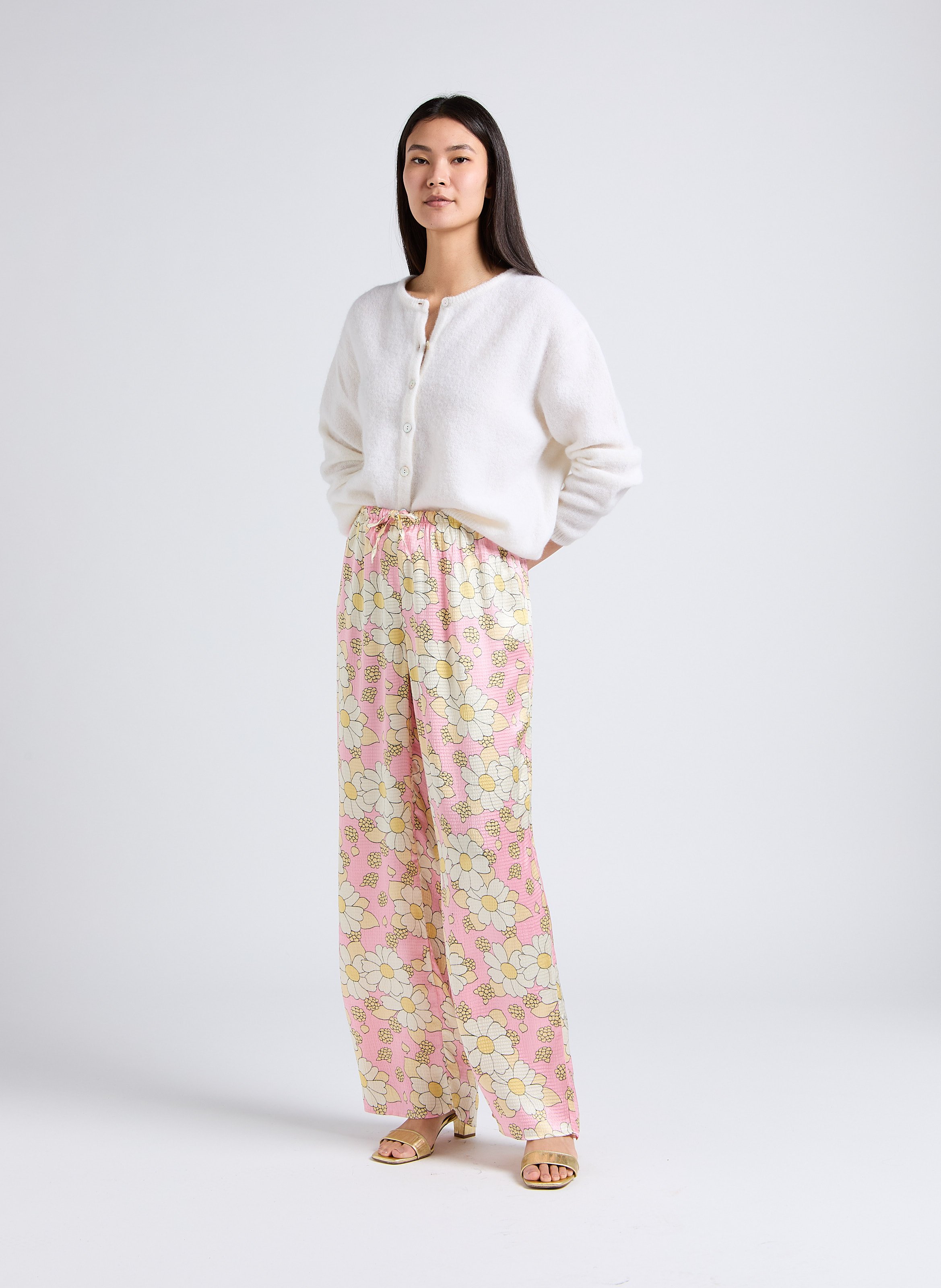 Gilet ample col rond en laine mélangée vitow AMERICAN VINTAGE Blanc