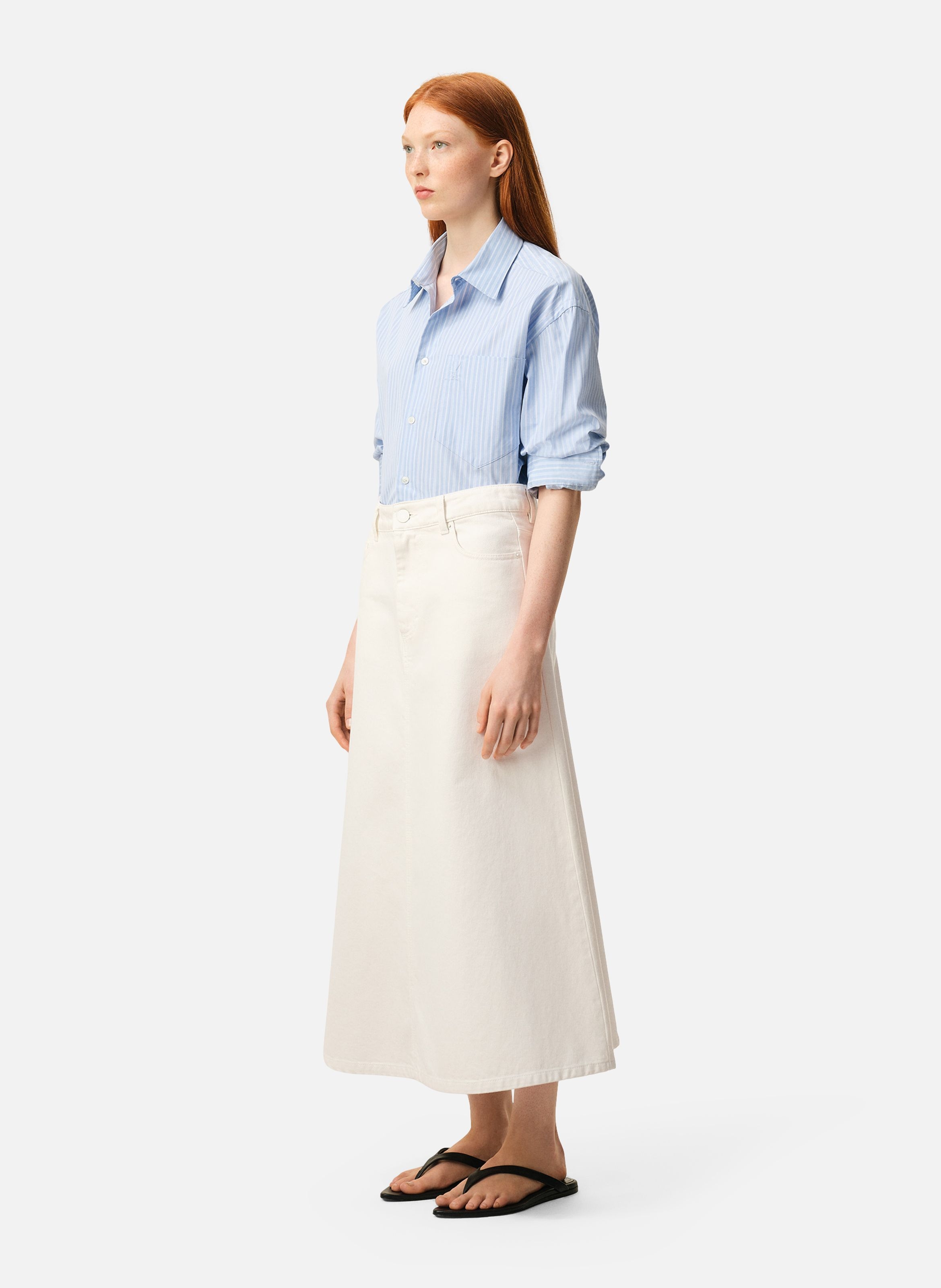 Jupe longue en coton AMI PARIS Blanc