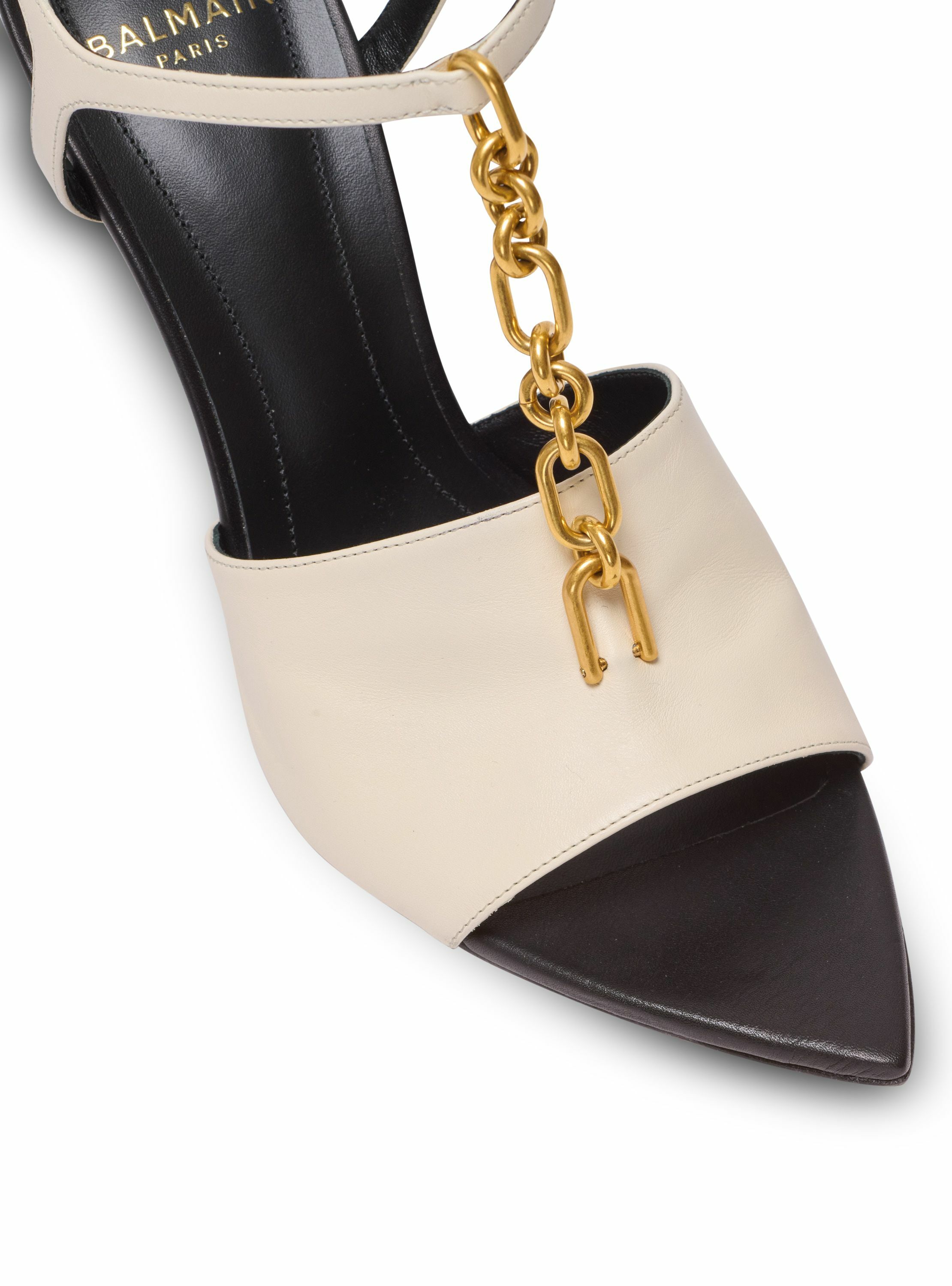 Sandales à talons sync en cuir BALMAIN Beige