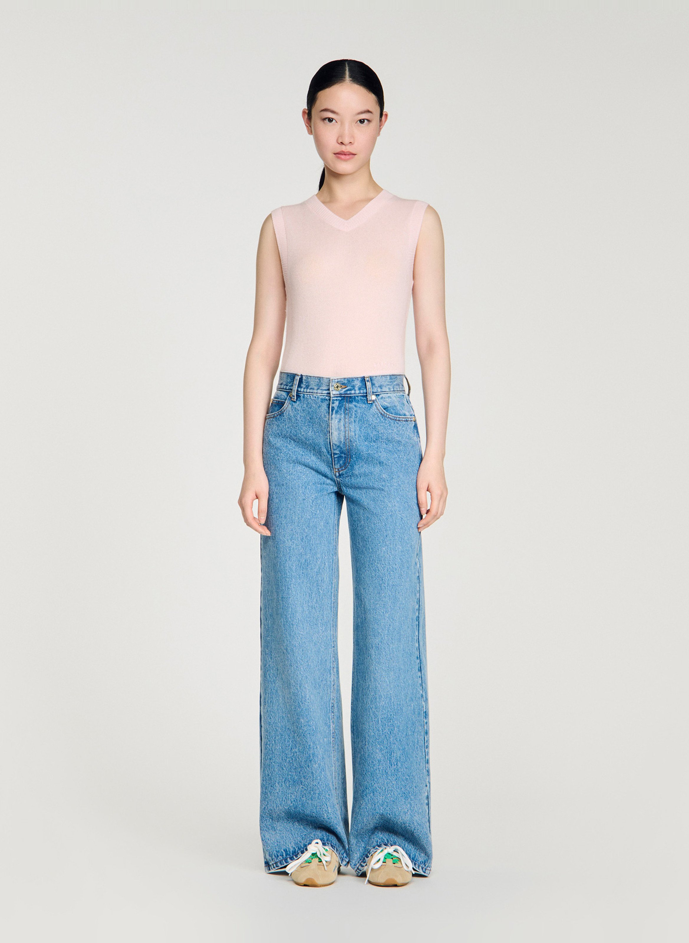 Jean large en coton SANDRO Bleu