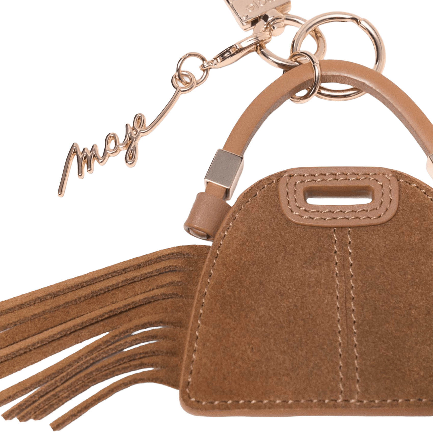Charm de sac à franges et miroir MAJE Beige