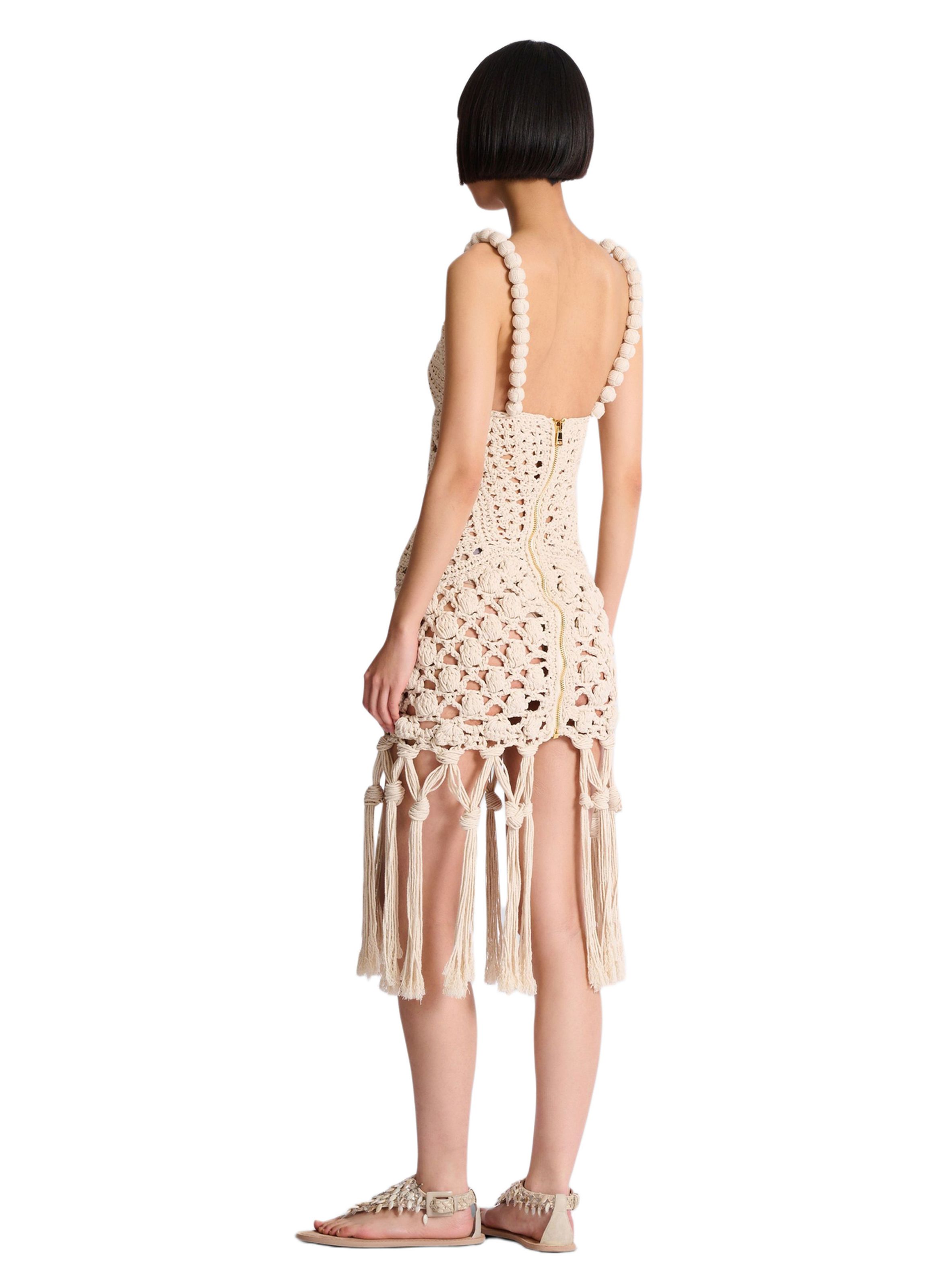 Robe en crochet BALMAIN Beige
