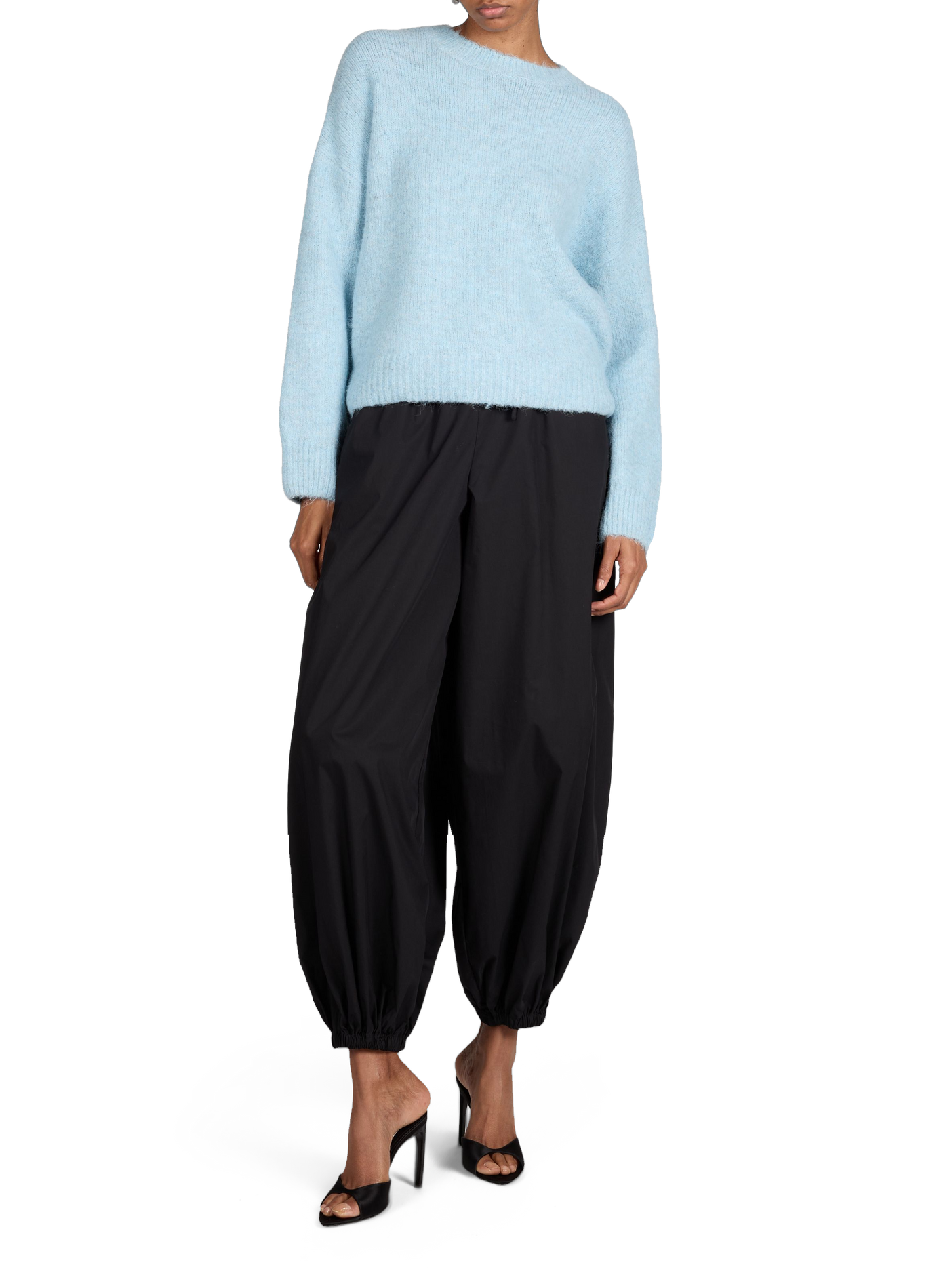 Wide Leg Harem Pants in Mixed Cotton OBJECT Black