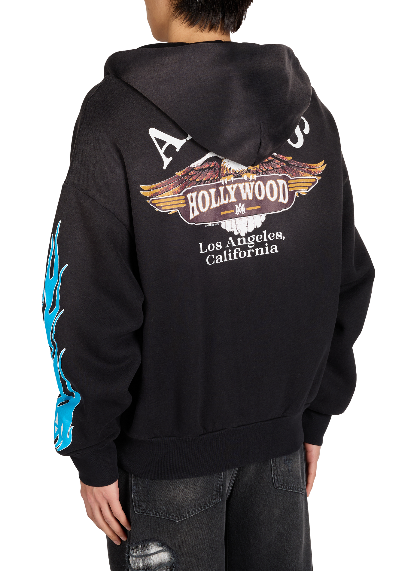 Oversized zip-up cotton hoodie with hood AMIRI Black