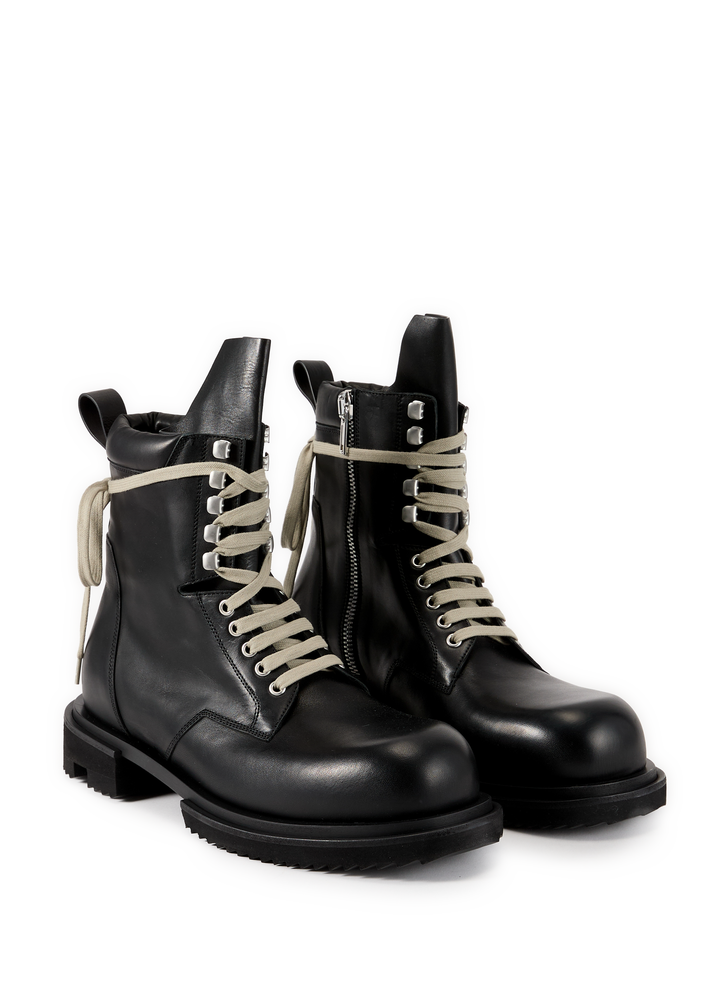 Boots crantées en cuir RICK OWENS Noir