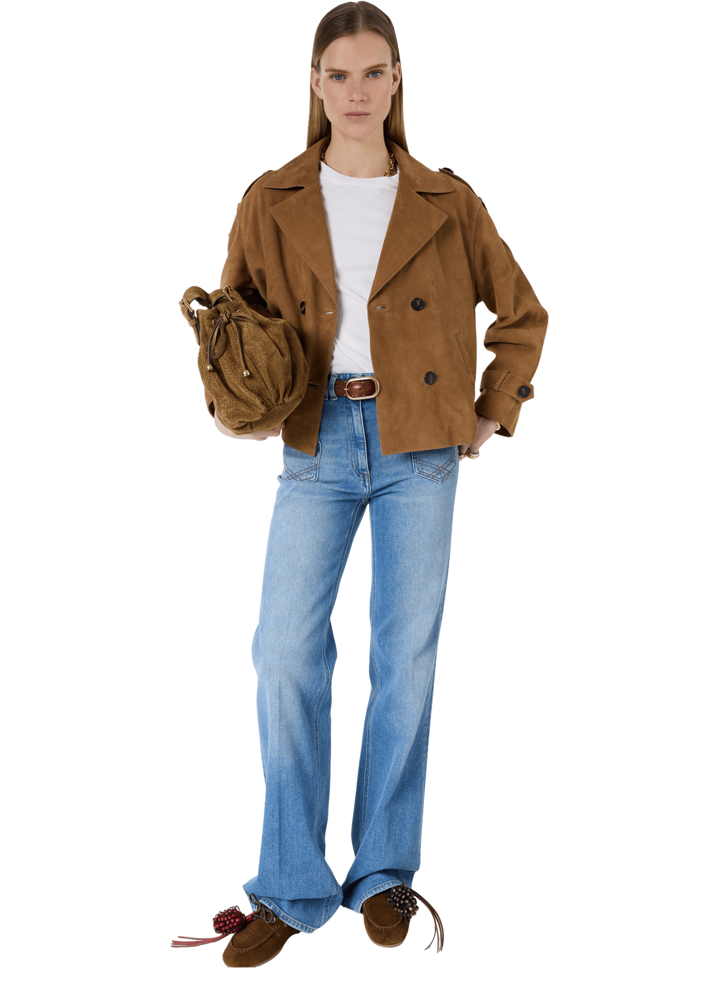 Trench court en cuir velours - TAMY GERARD DAREL Beige