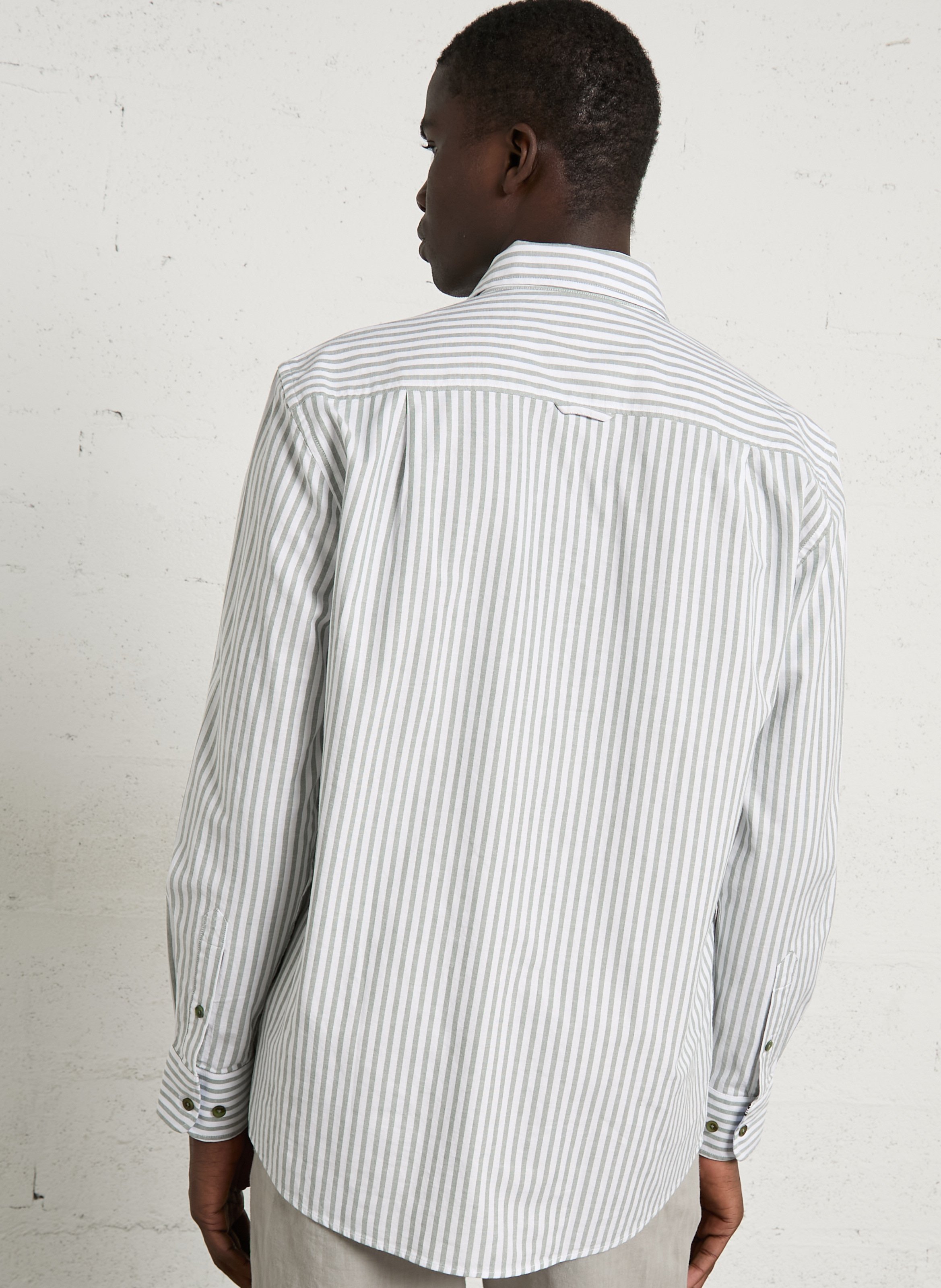 Chemise droite col classique en coton rayé ARMOR-LUX Vert