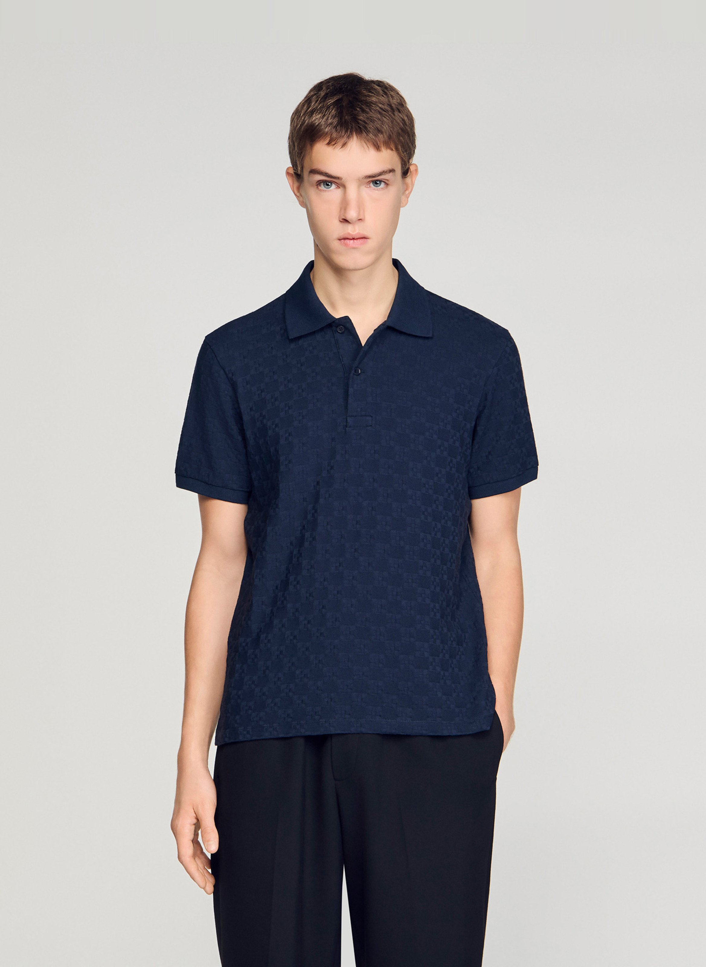 Polo manches courtes droit uni SANDRO Bleu