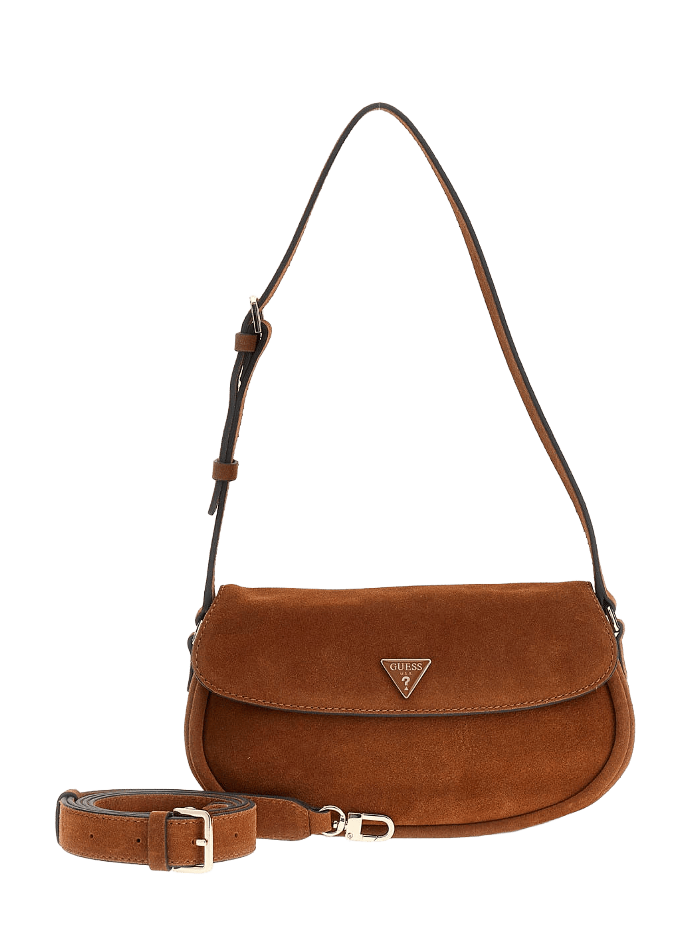 Borsa a tracolla in pelle scamosciata GUESS Marrone