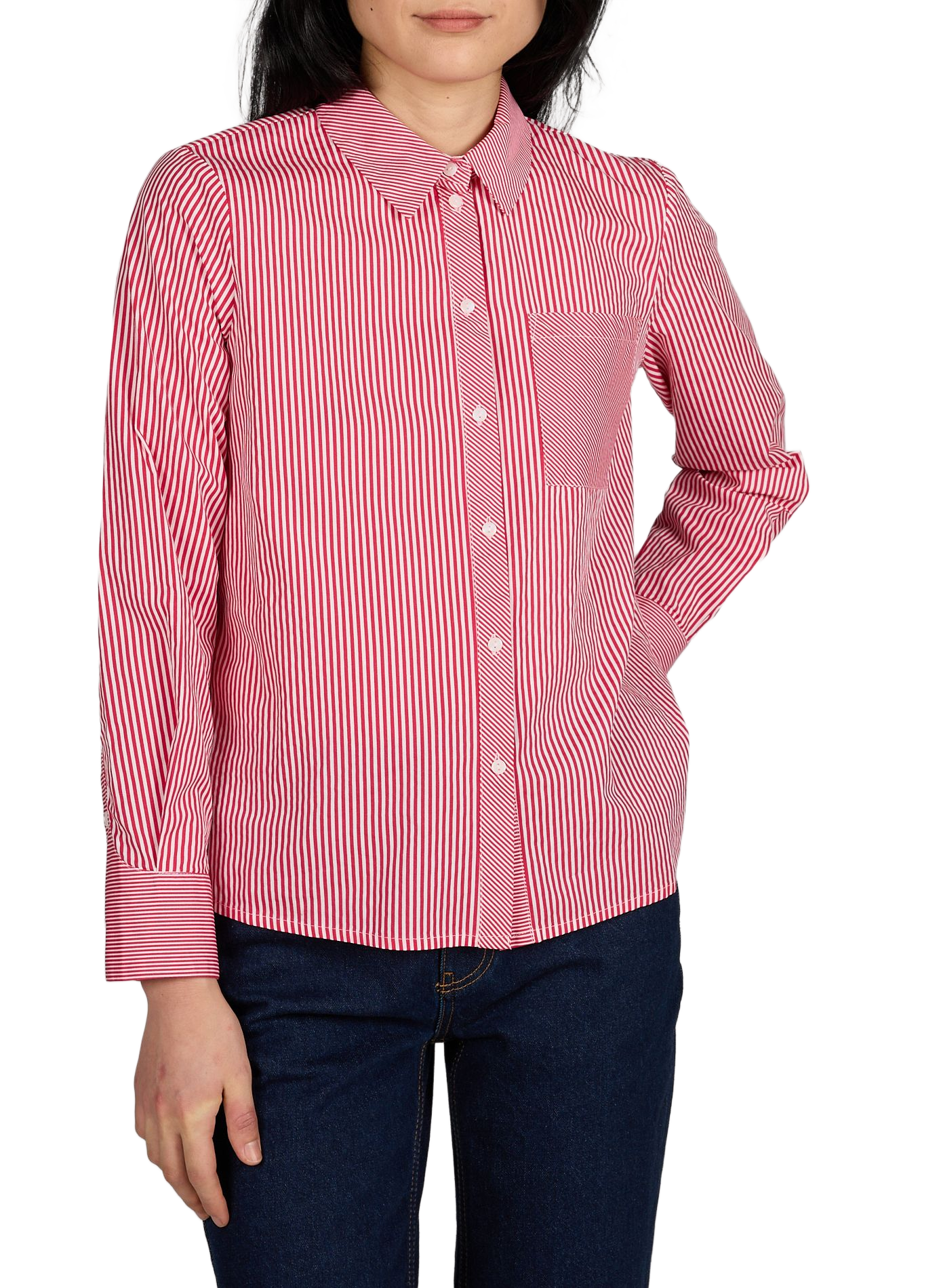 Chemise droite rayée Viblake en coton VILA Blanc