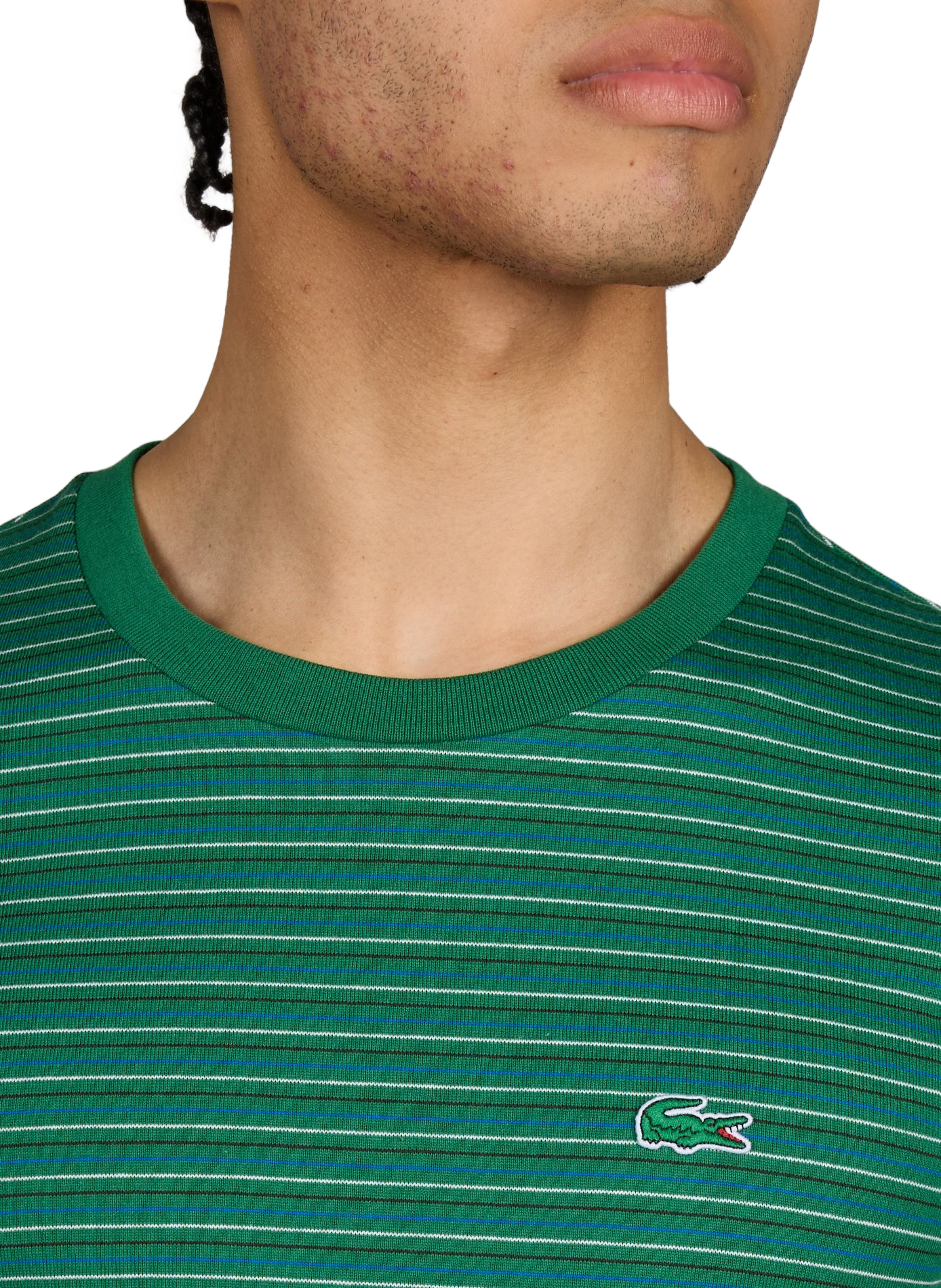 T-shirt à rayures en coton LACOSTE Vert