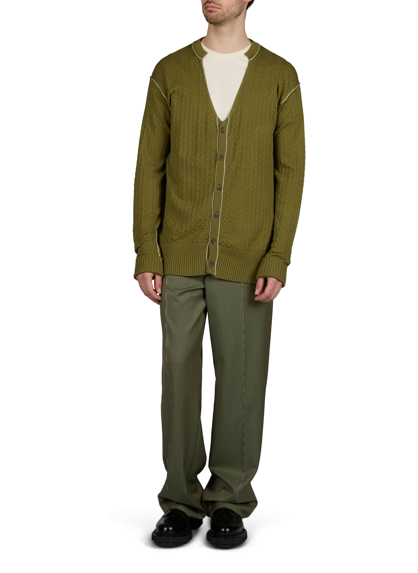 Wide cardigan in cotton and silk knit SONIA CARRASCO Khaki