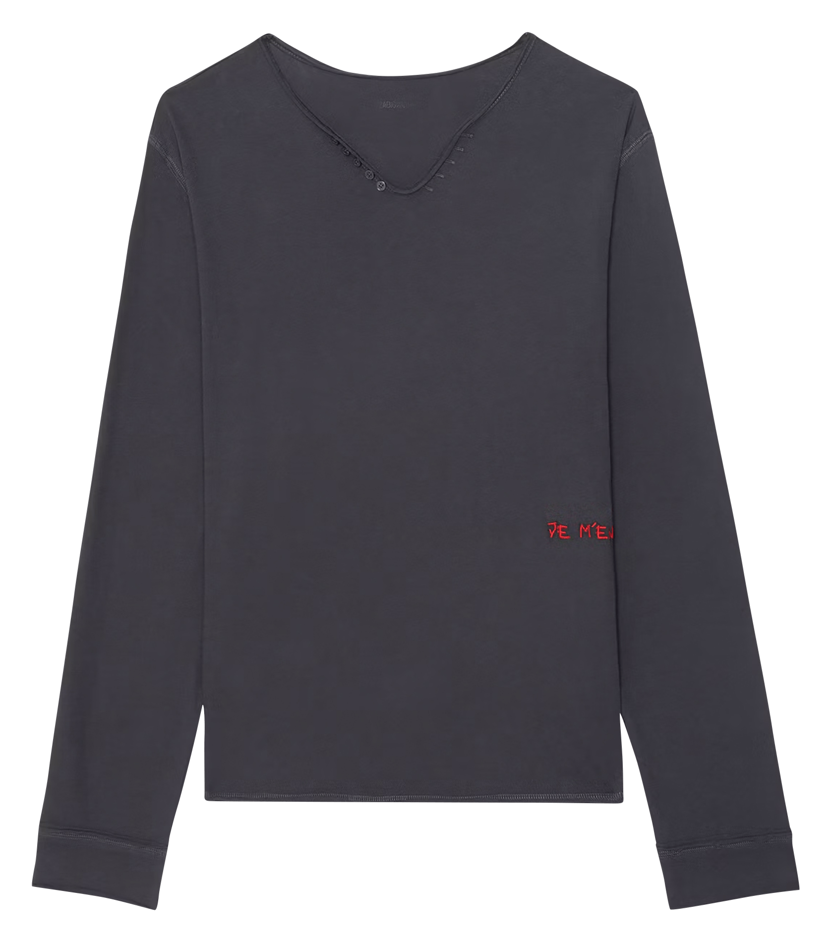 Tee-shirt droit col tunisien en coton monastir ZADIG&VOLTAIRE Noir