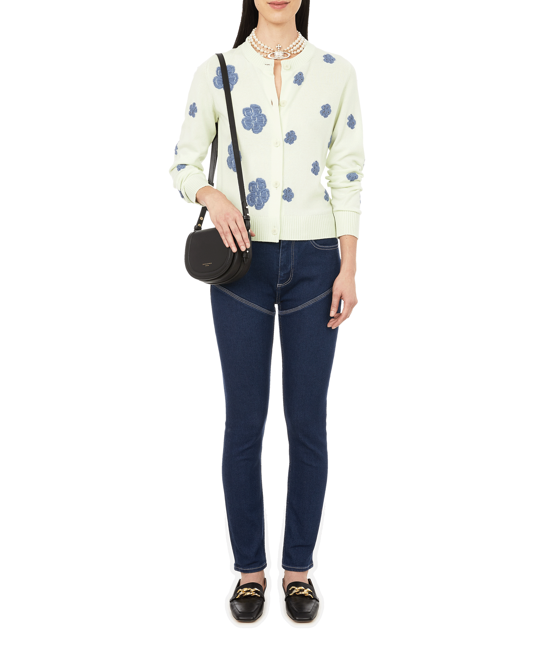 Three Row Pearl Bas Relief necklace VIVIENNE WESTWOOD Golden