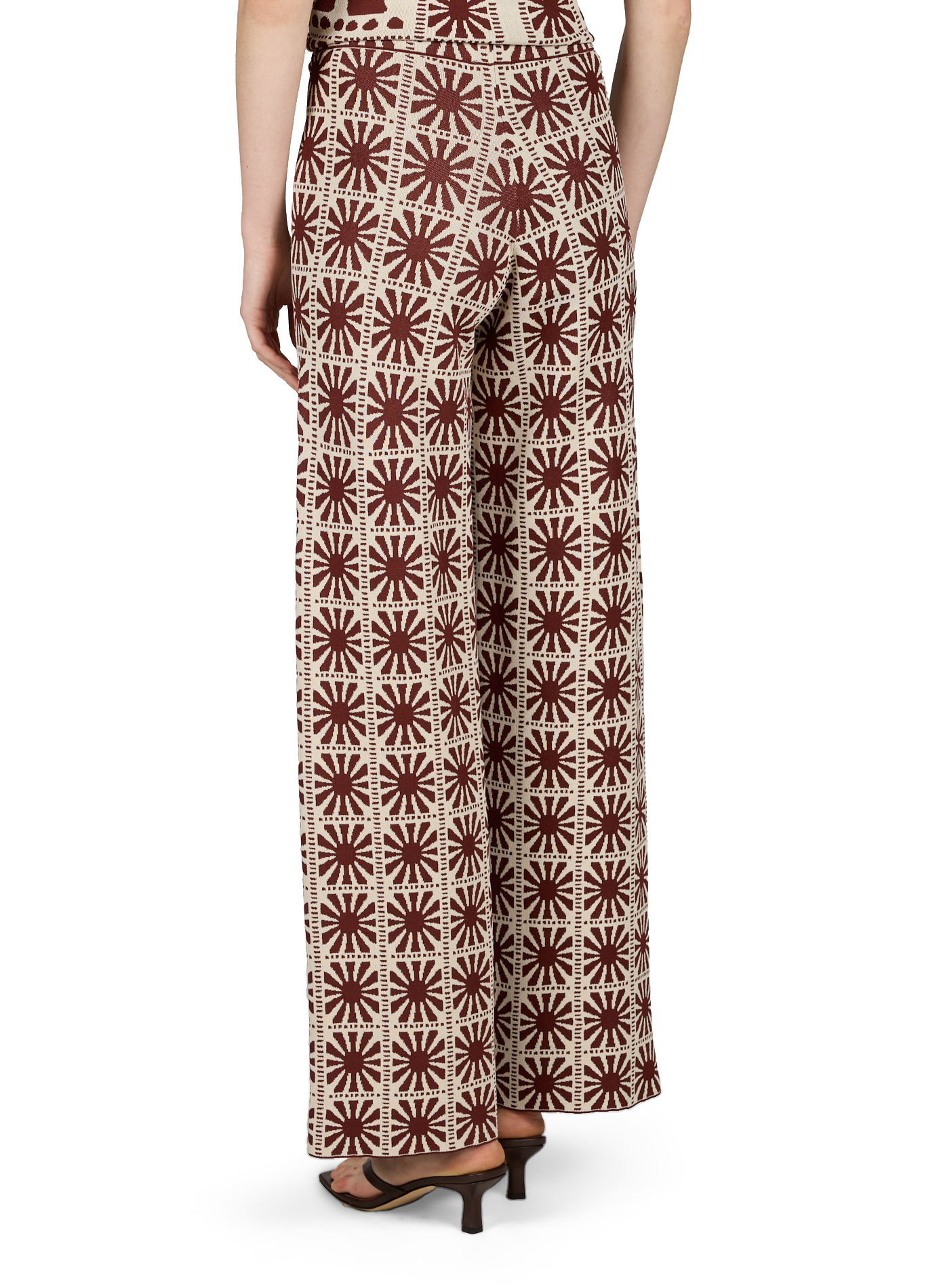 High-waisted jacquard pants Jasper SUNCOO Brown