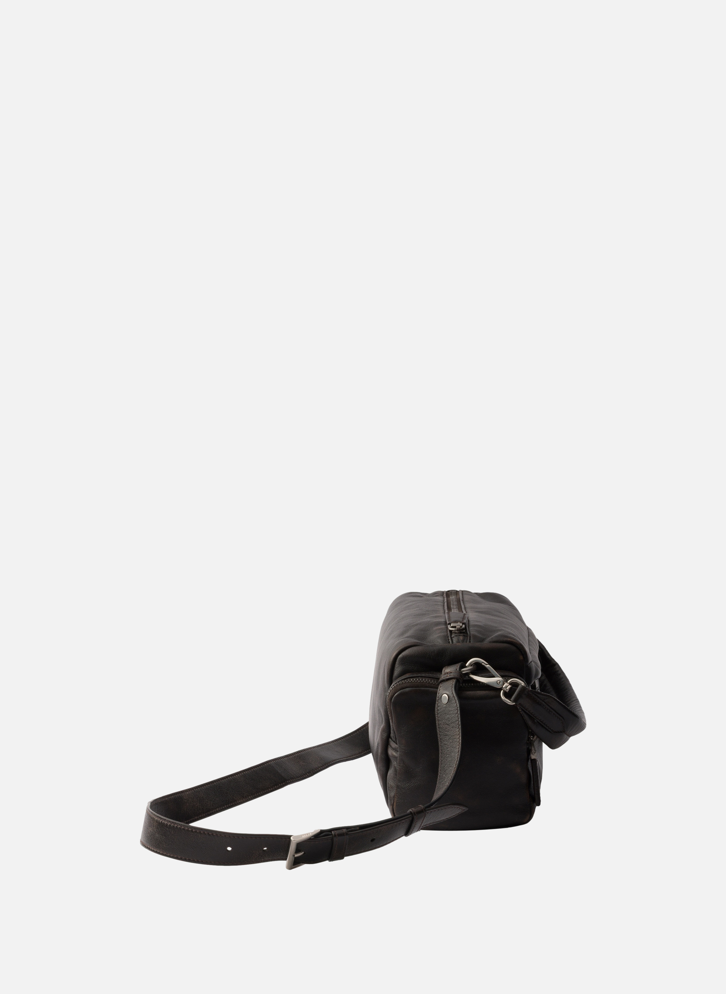 Sac porté épaule en cuir nappa vieilli Marron