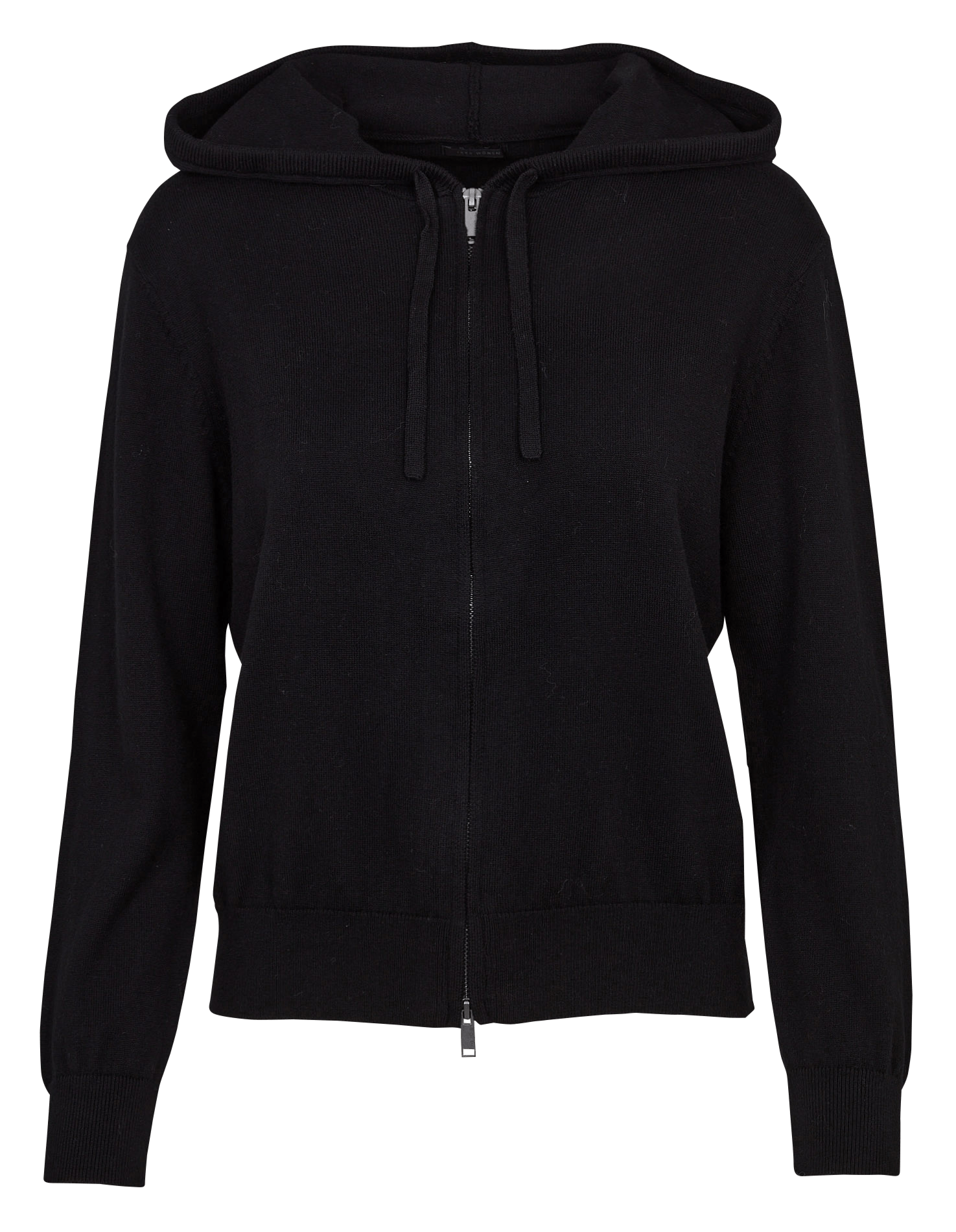 Gilet droit à capuche en coton et cachemire IKKS Noir