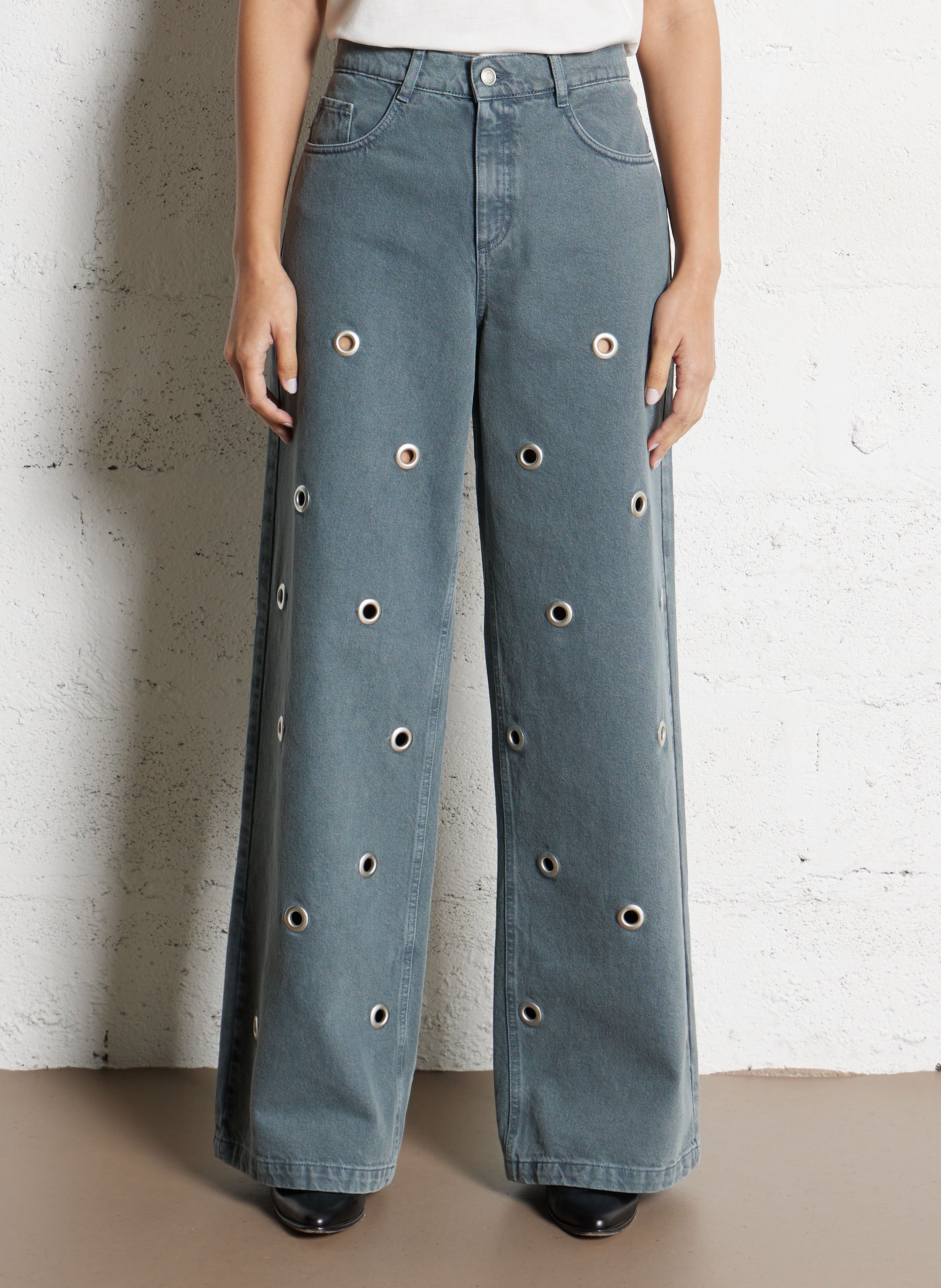 Jean large taille haute en coton mila IKKS Bleu