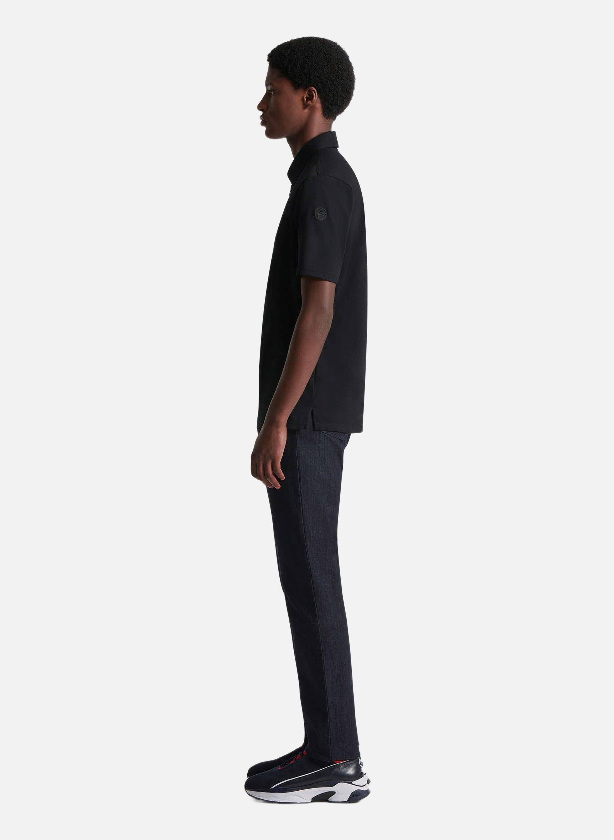 Polo manches courtes germain col chemise coupe regular FUSALP Noir