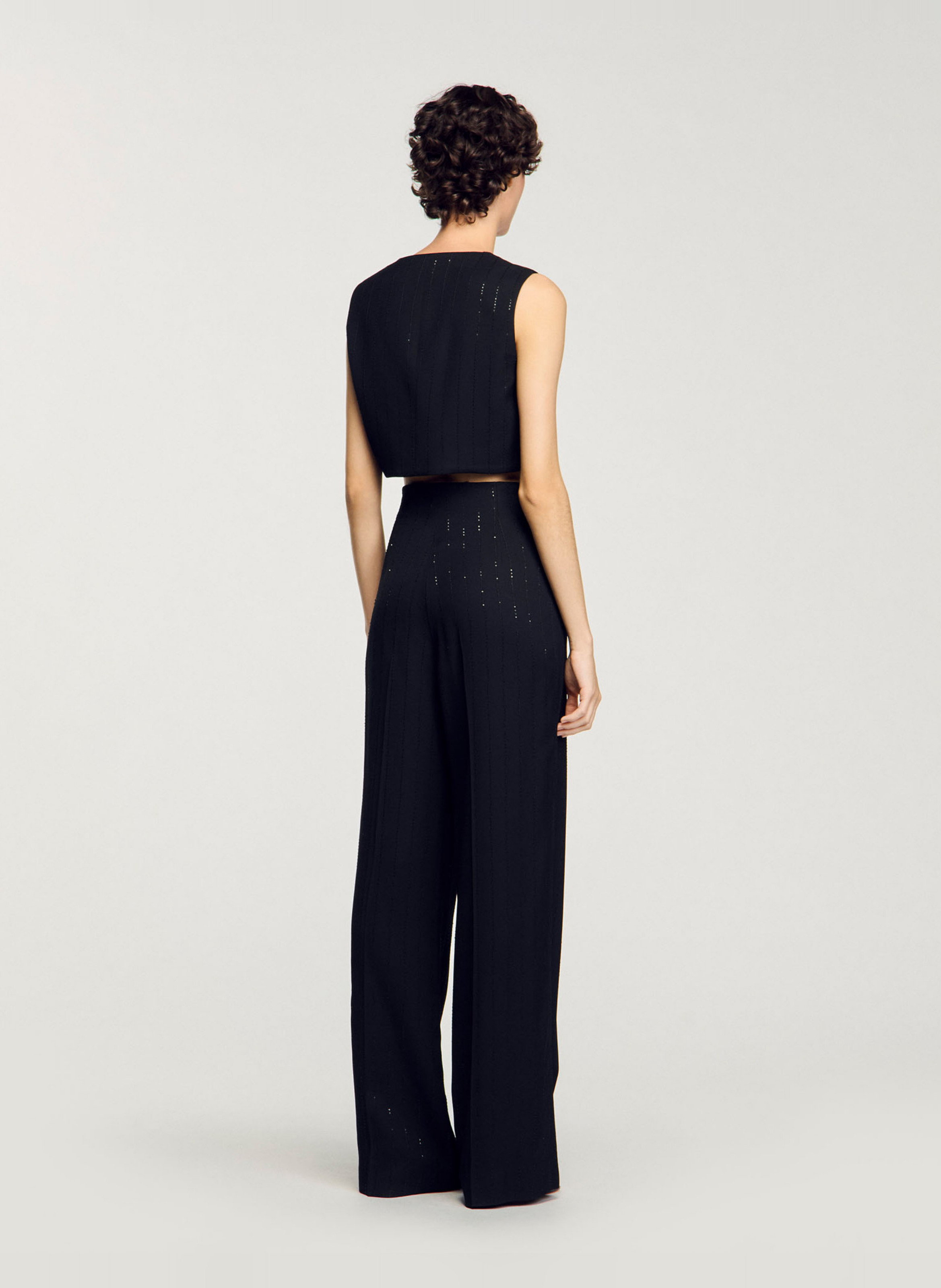 Pantalon de costume droit à sequins SANDRO Noir