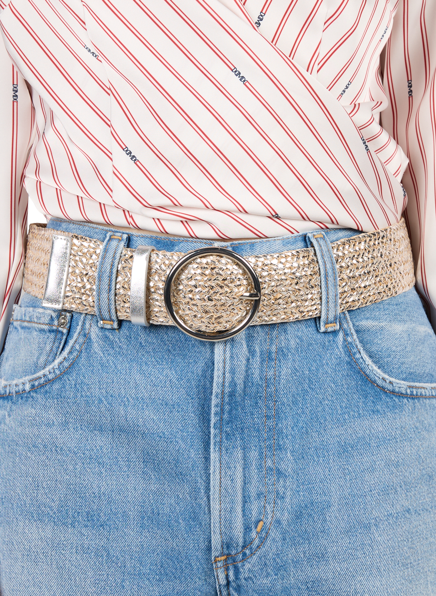Belt with shiny round buckle SAISON 1865 Silver