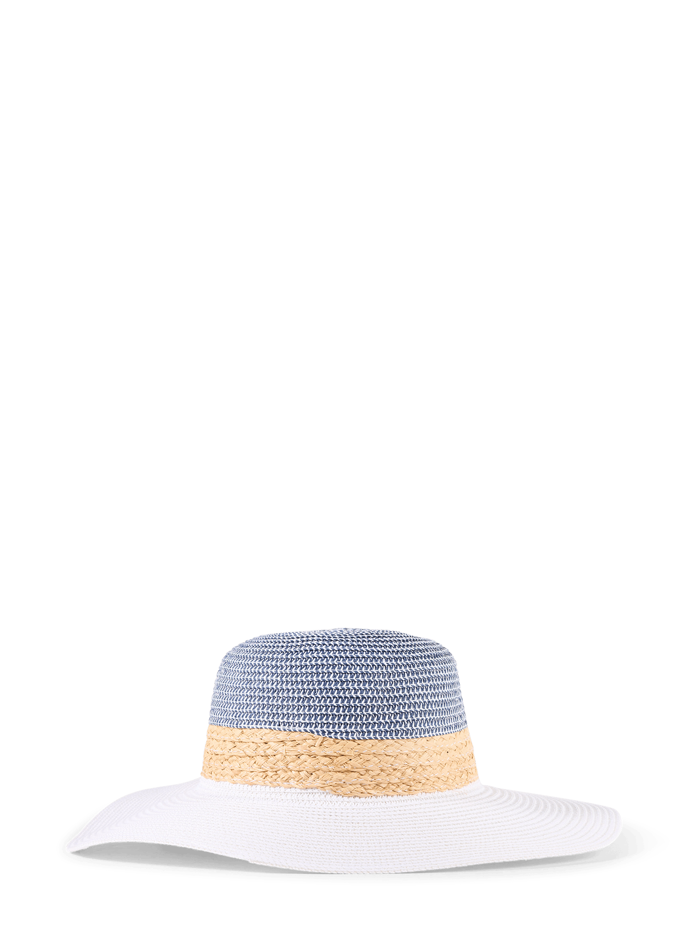 Chapeau bicolore à détail tressé en paille  AU PRINTEMPS PARIS Blanc