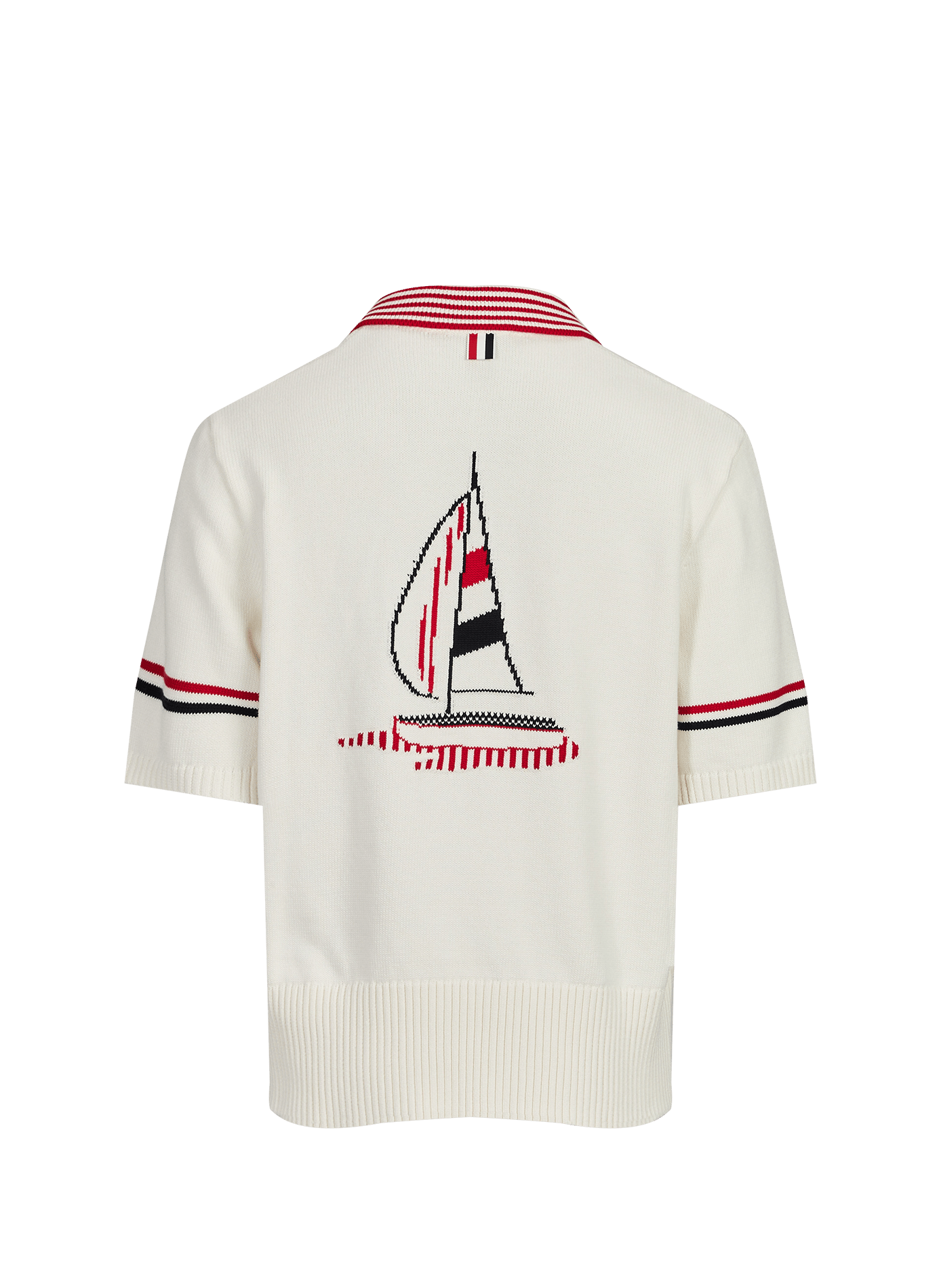 Straight fit short-sleeved knit polo THOM BROWNE White