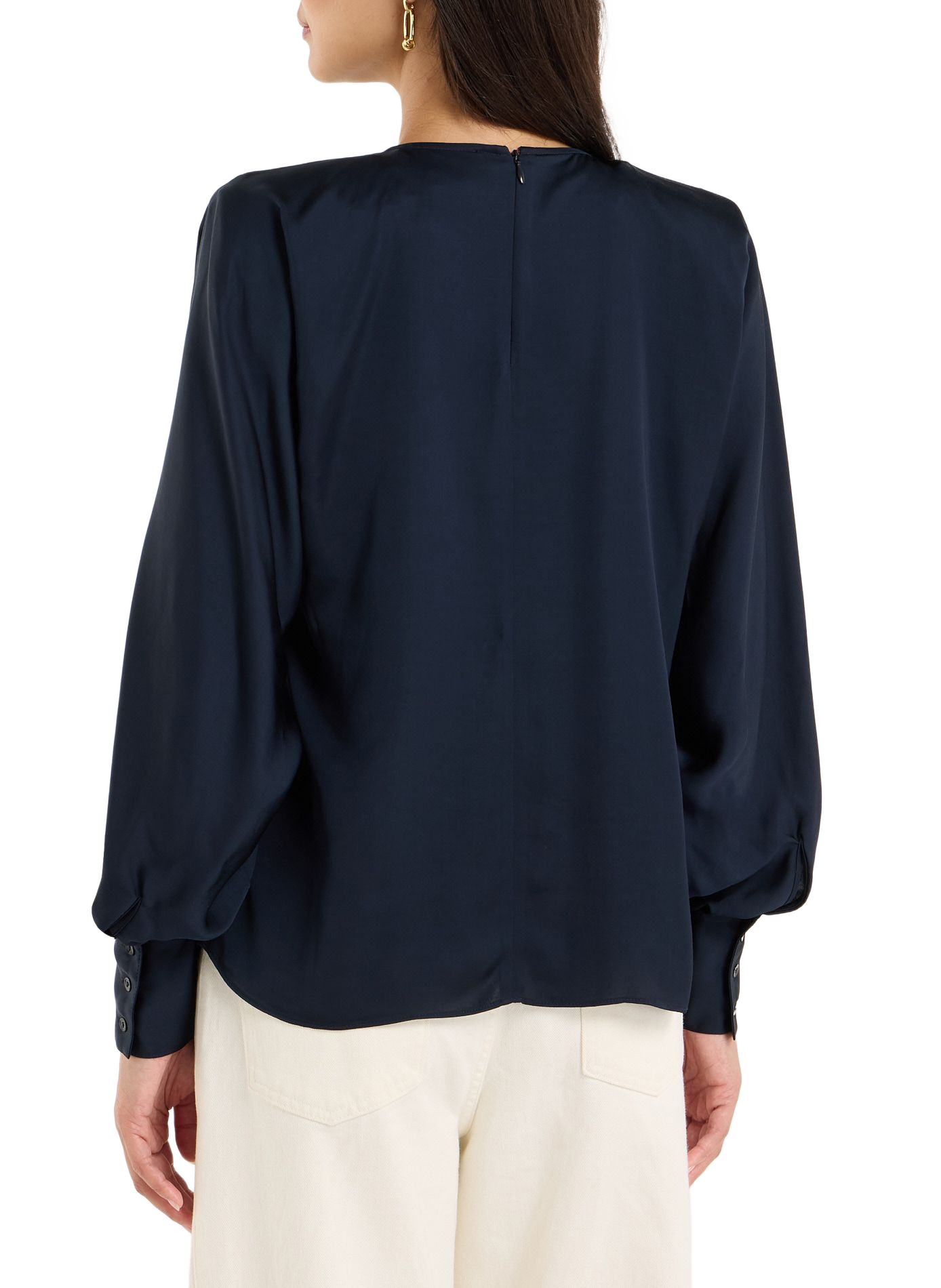 Langarm-Top Biroa Satin SAISON 1865 Blau