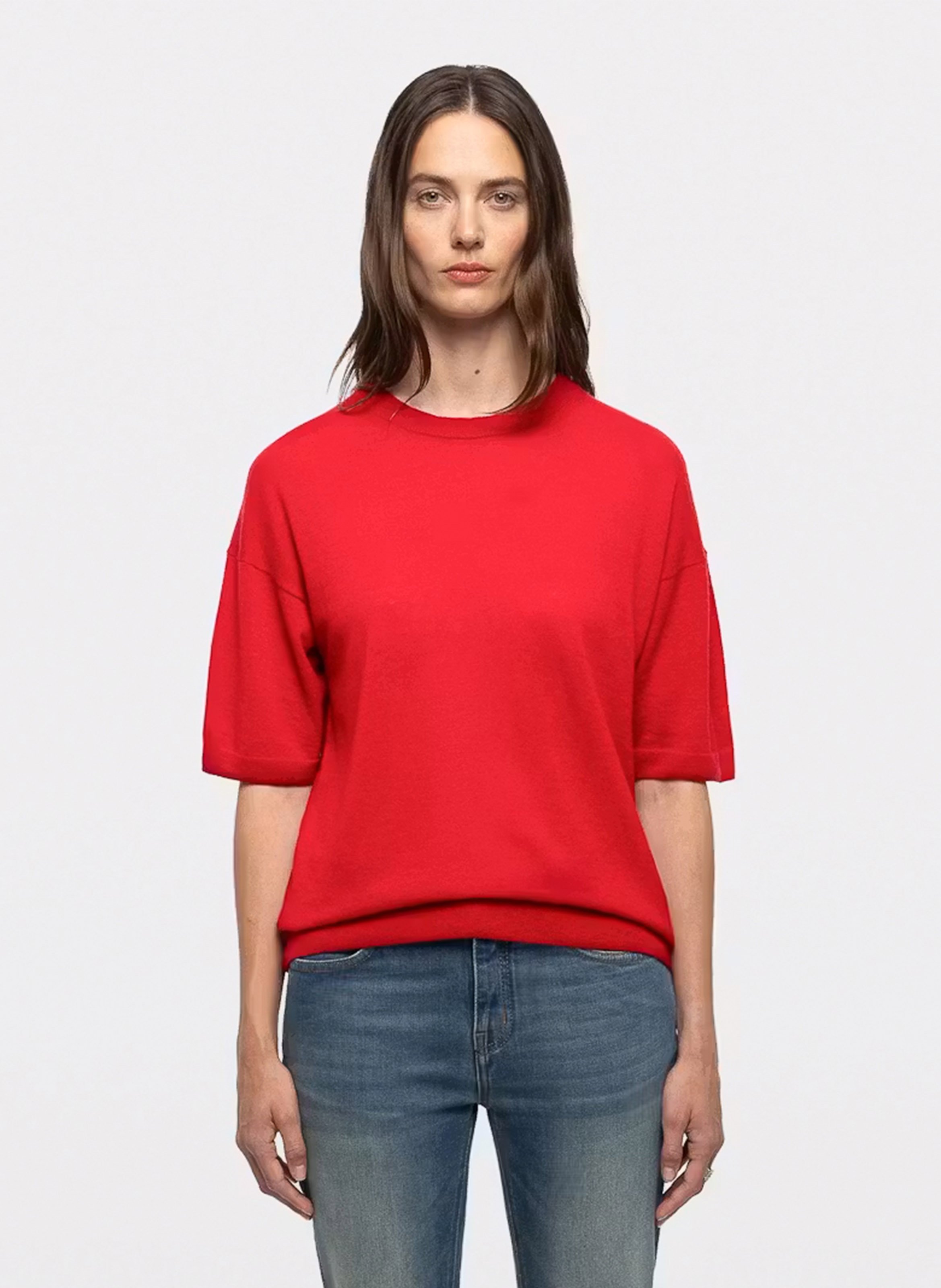 Tee-hsirt droit col rond en cachemire idaz ZADIG&VOLTAIRE Rouge