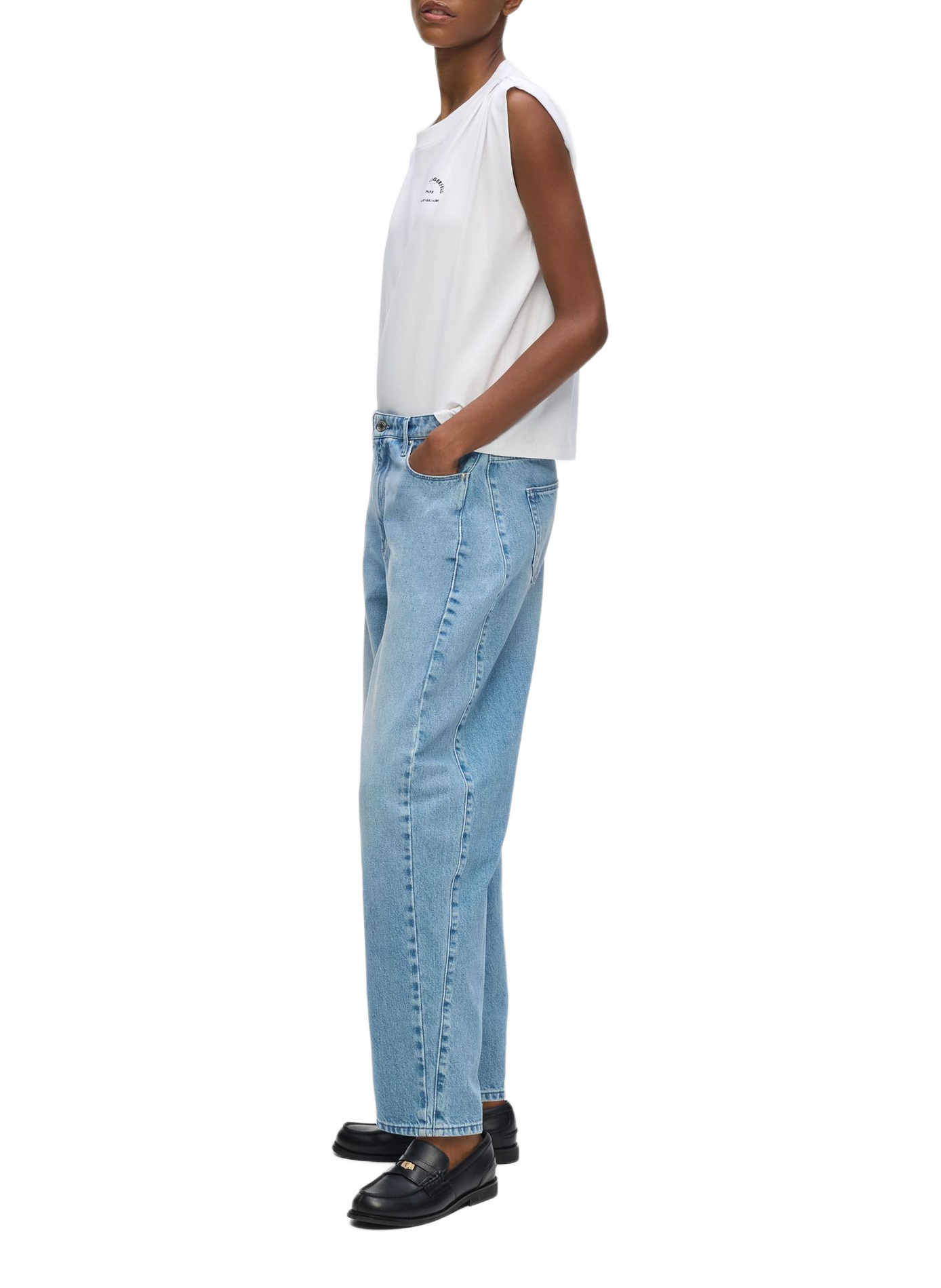 Pantalón ancho de algodón KARL LAGERFELD Azul
