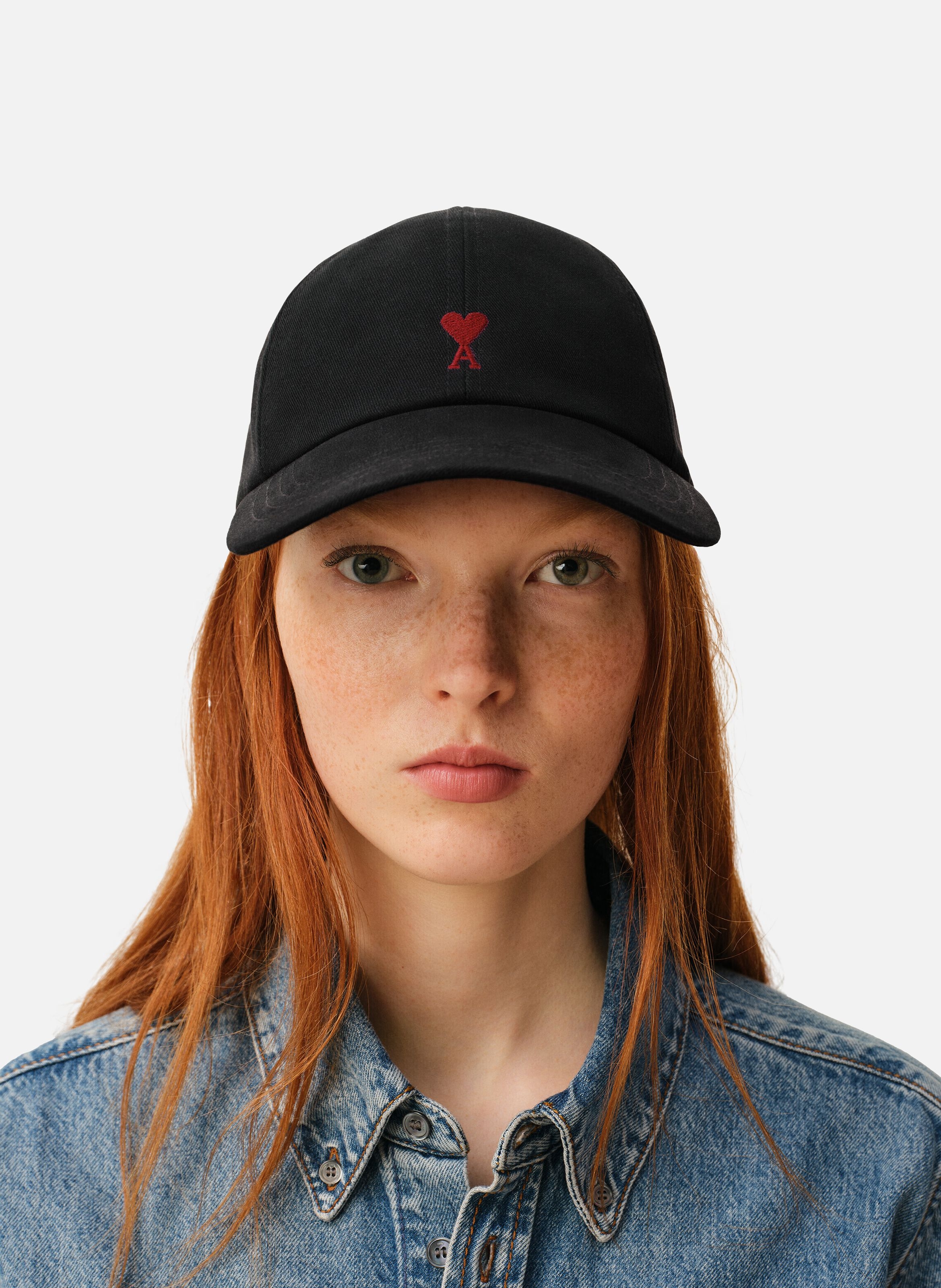 Casquette broderie ami de coeur rouge unisexe AMI PARIS Noir