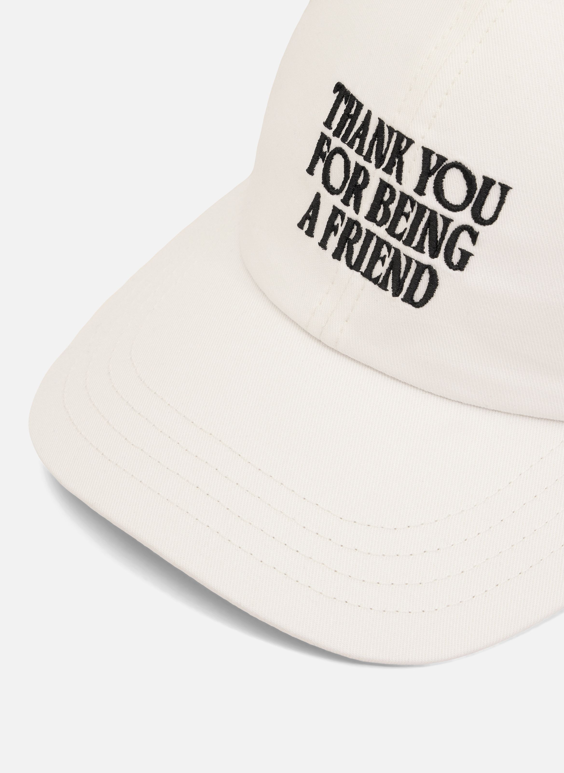 Casquette broderie thank you for being a friend unisexe en coton AMI PARIS Blanc