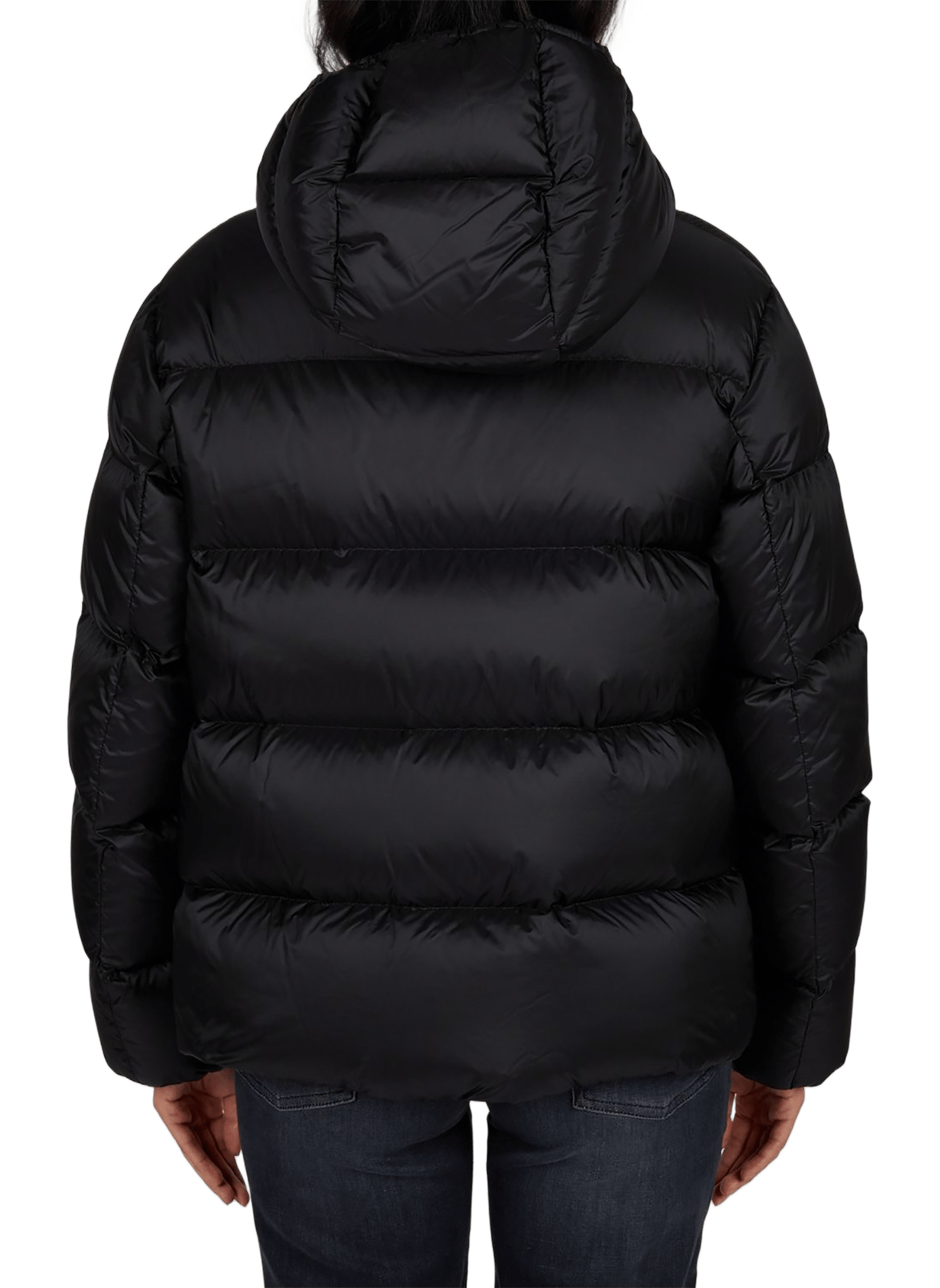 Piumino con cappuccio monocolore MONCLER Nero