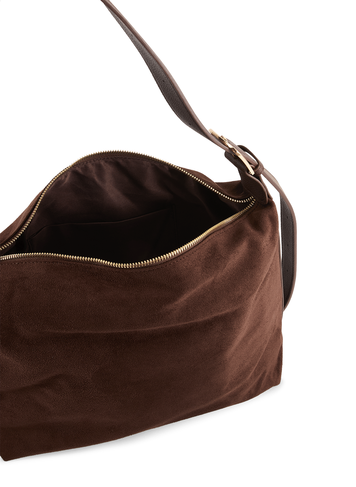 Zippered shoulder bag in suede effect AU PRINTEMPS PARIS Brown