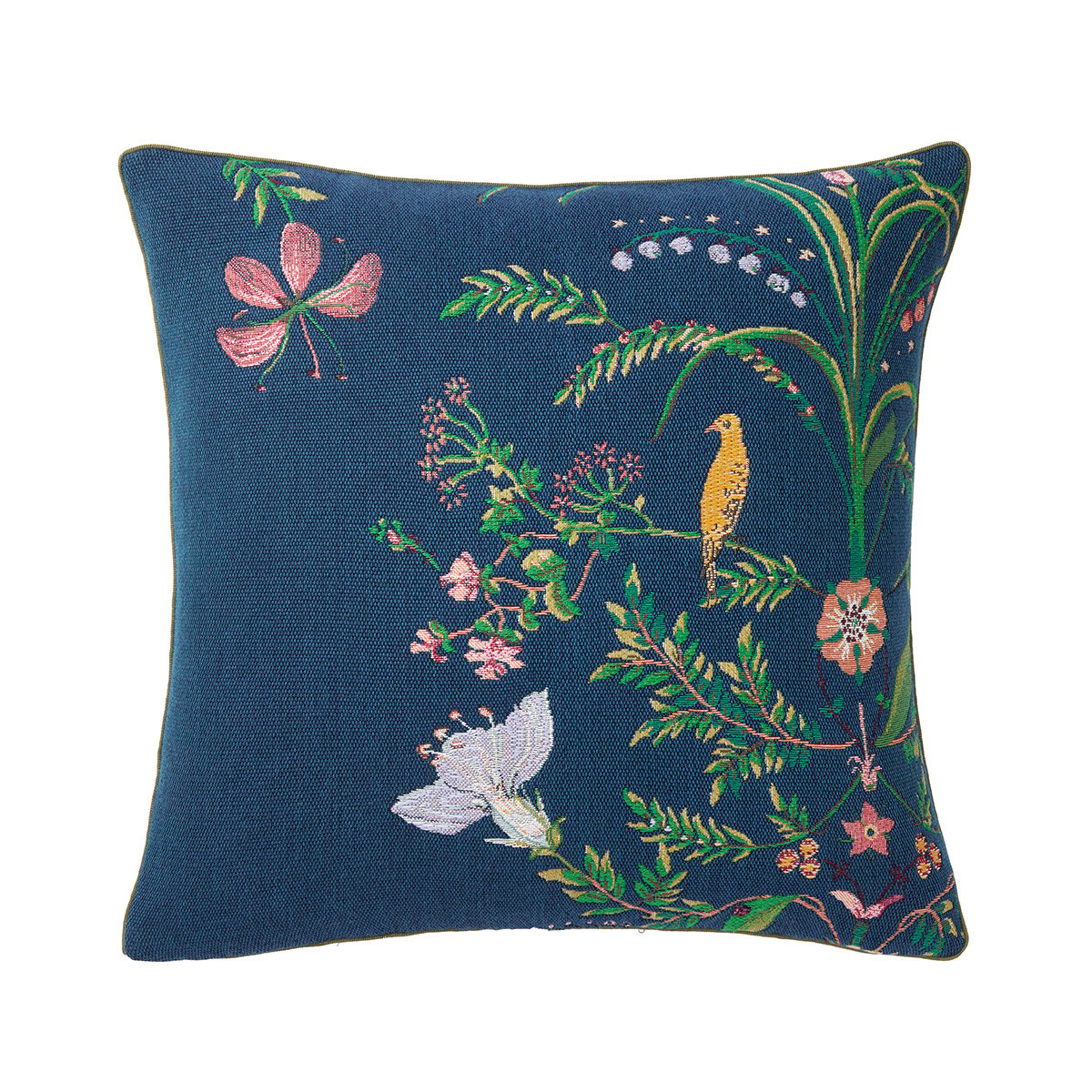 Housse de coussin en coton, floralie YVES DELORME Bleu